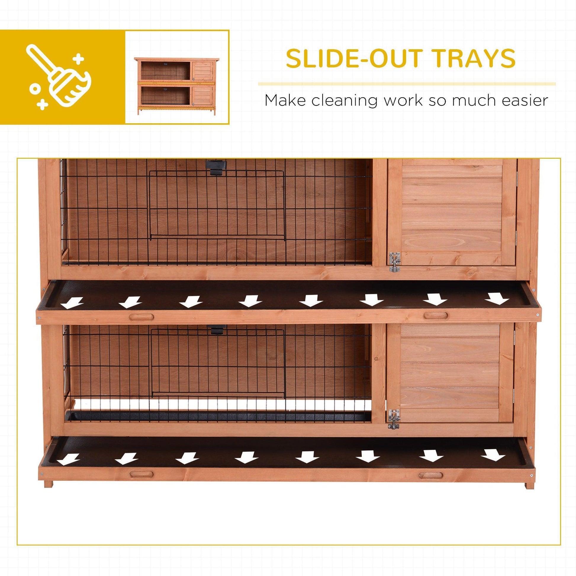 PawHut Outdoor Rabbit Hutch with No Leak Trays - 4FT - ALL4U RETAILER LTD