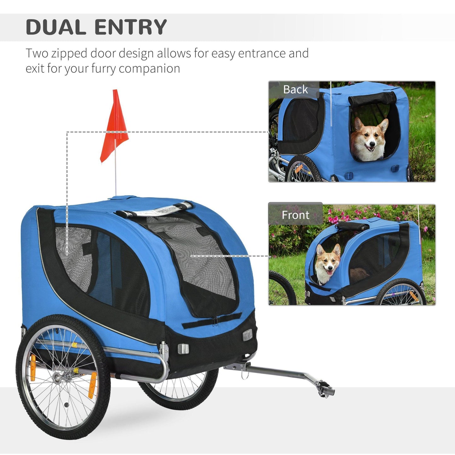 Pawhut Pet Bike Trailer - Folding & Portable - ALL4U RETAILER LTD