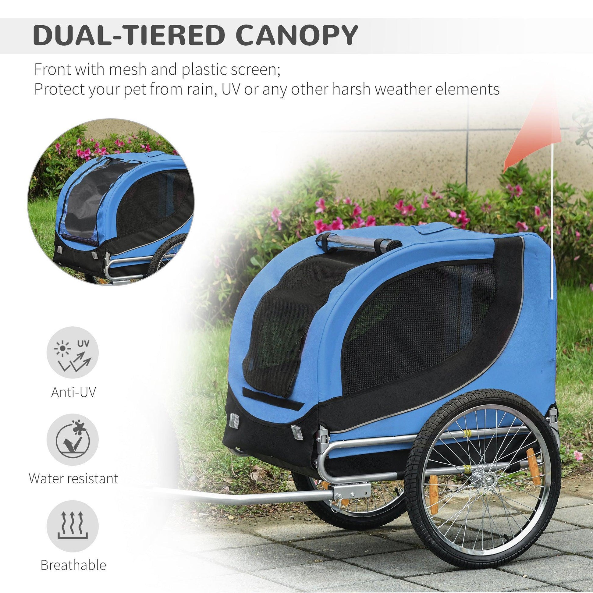 Pawhut Pet Bike Trailer - Folding & Portable - ALL4U RETAILER LTD