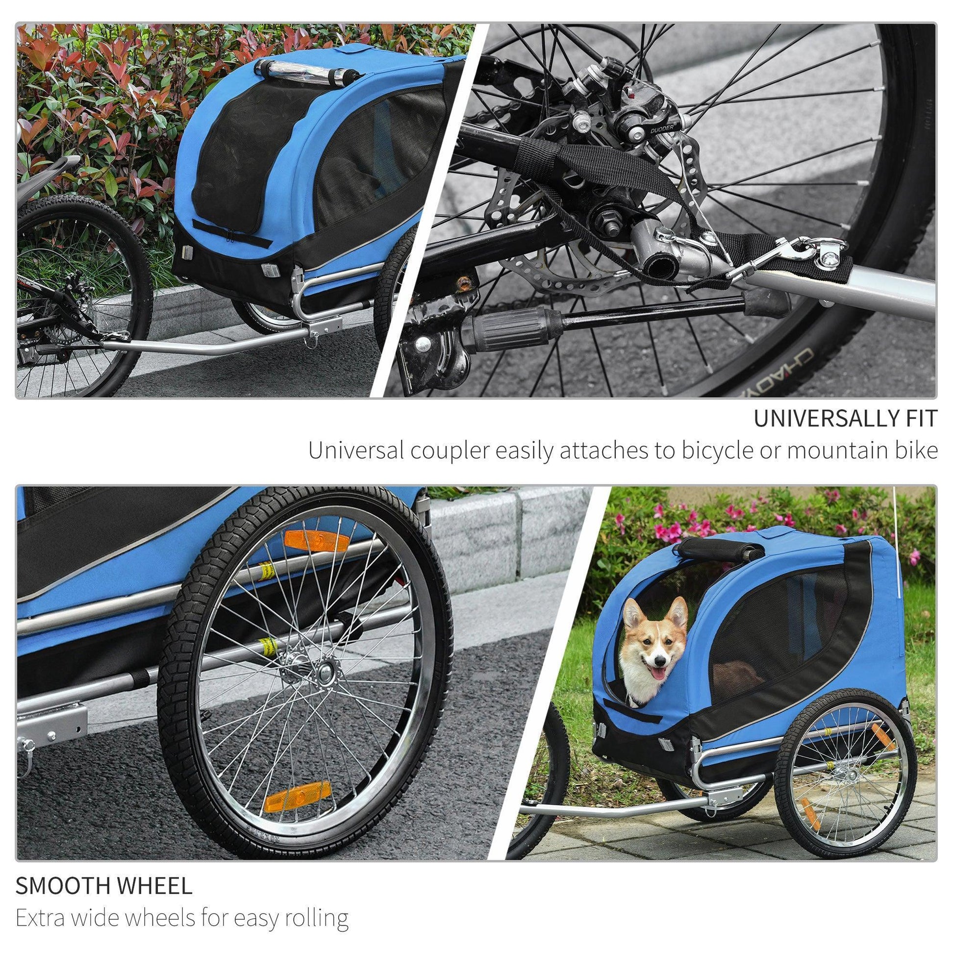 Pawhut Pet Bike Trailer - Folding & Portable - ALL4U RETAILER LTD