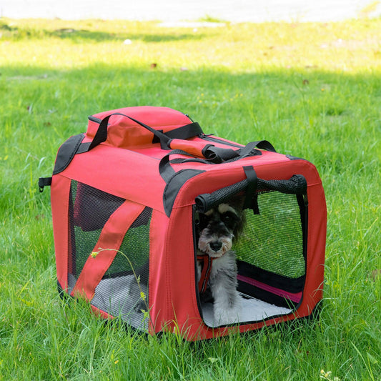 Pawhut Pet Carrier - Portable Cat Carrier in Red - ALL4U RETAILER LTD