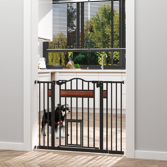 PawHut Pet Gate: Auto Close Wood Decoration for Doorways, 105 cm Wide - ALL4U RETAILER LTD