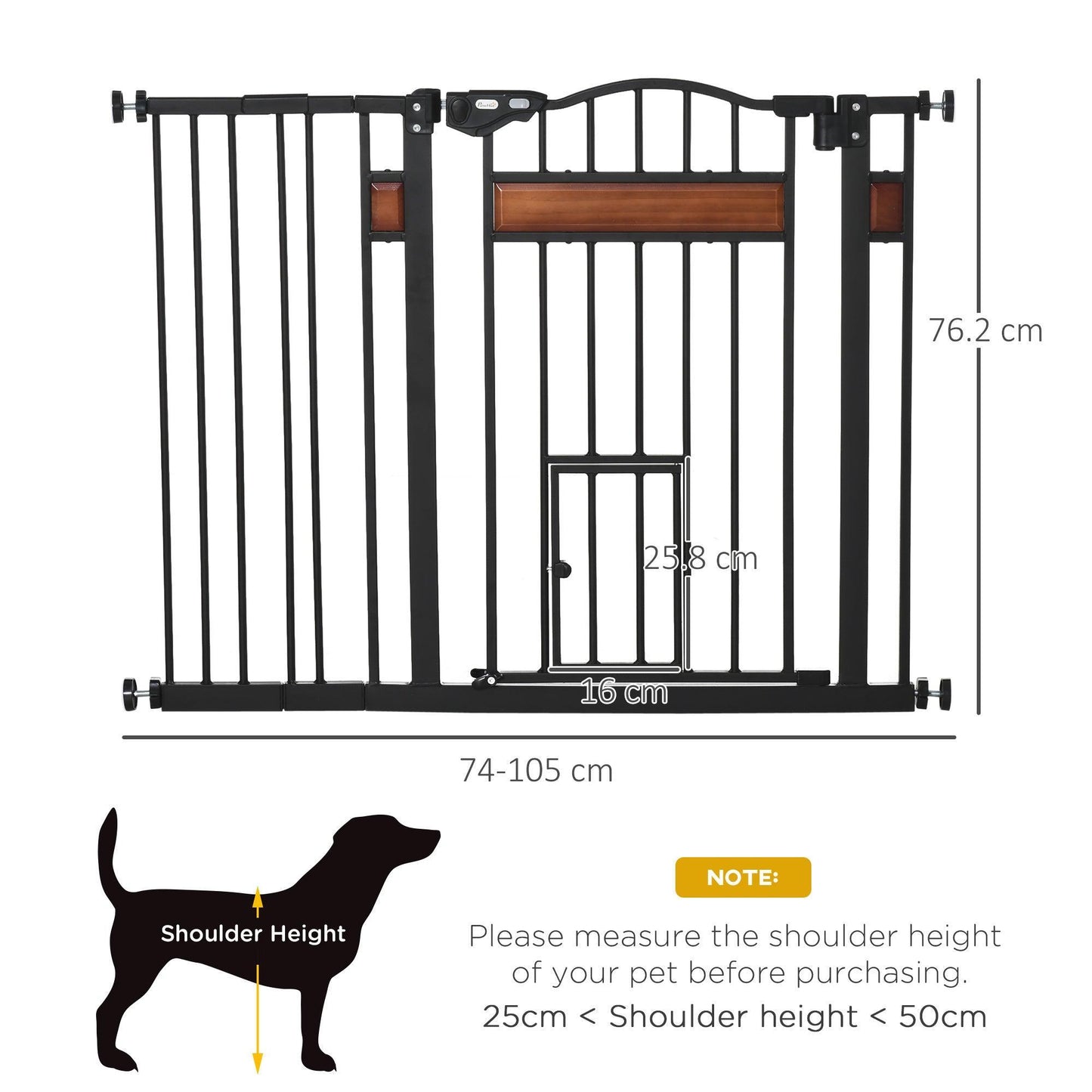 PawHut Pet Gate: Auto Close Wood Decoration for Doorways, 105 cm Wide - ALL4U RETAILER LTD