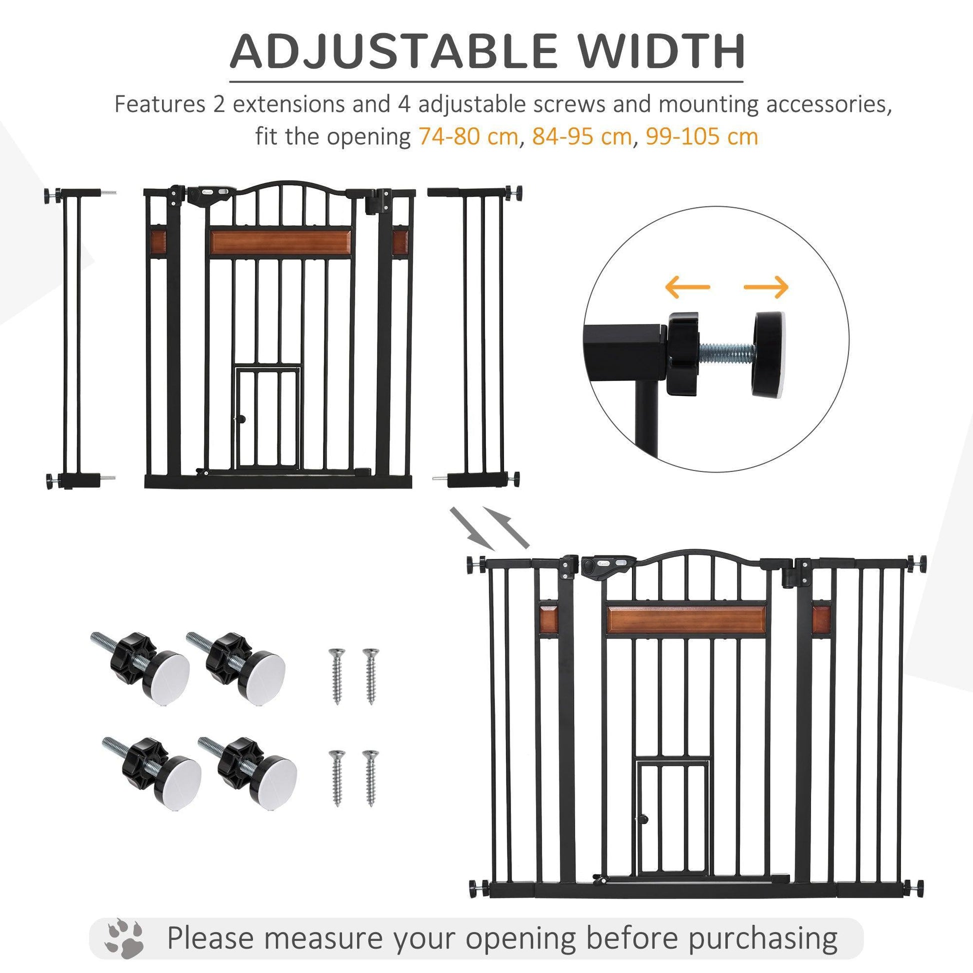 PawHut Pet Gate: Auto Close Wood Decoration for Doorways, 105 cm Wide - ALL4U RETAILER LTD