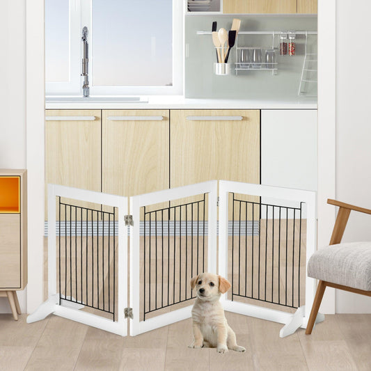 PawHut Pet Gate: Foldable Dog Fence with Support Feet - ALL4U RETAILER LTD