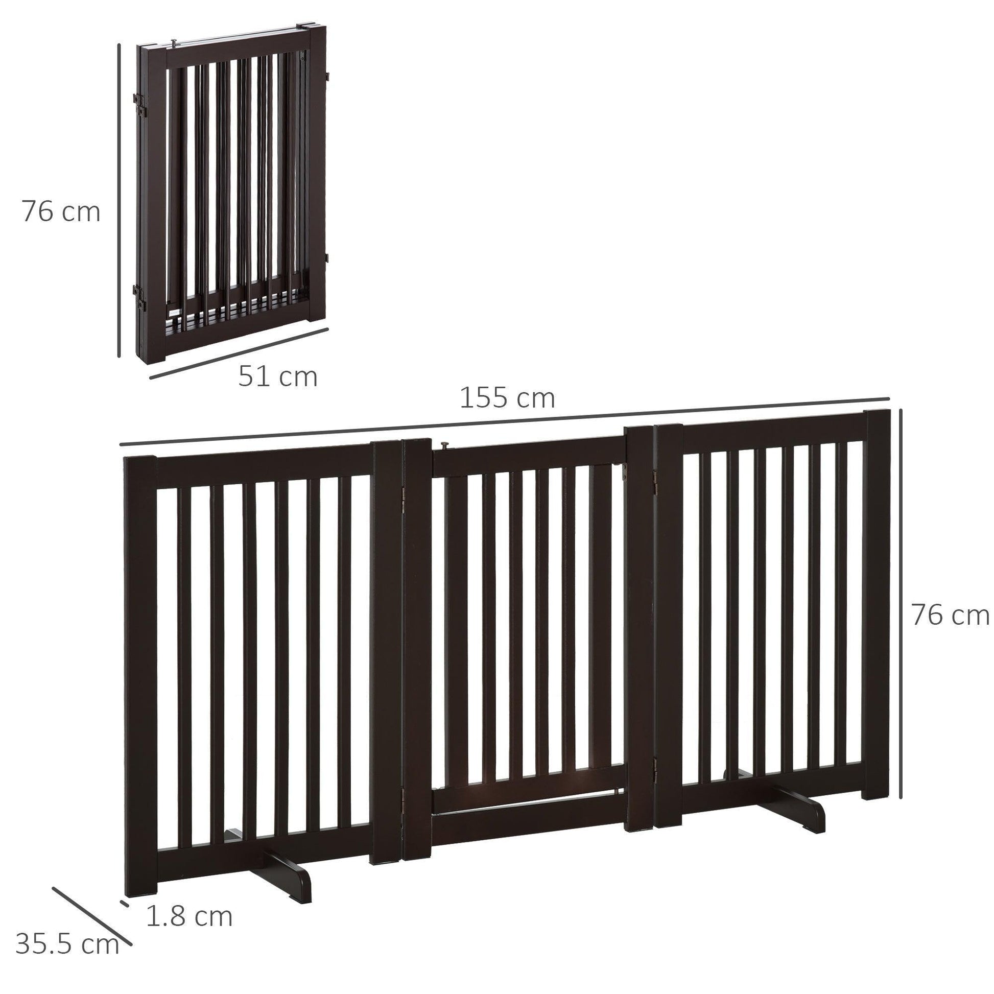 PawHut Pet Gate for Stairs - Wood Safety Barrier - ALL4U RETAILER LTD