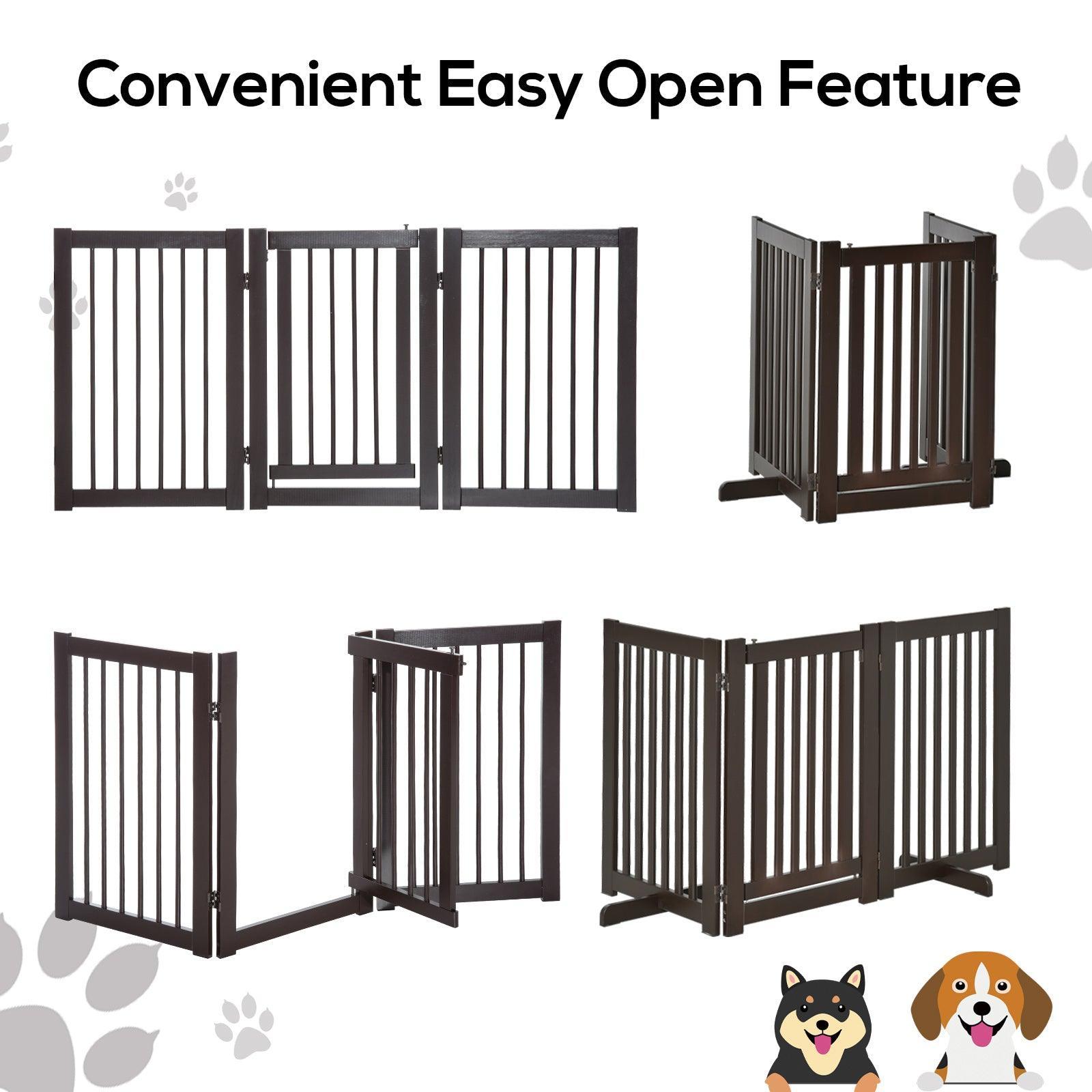 PawHut Pet Gate for Stairs - Wood Safety Barrier - ALL4U RETAILER LTD