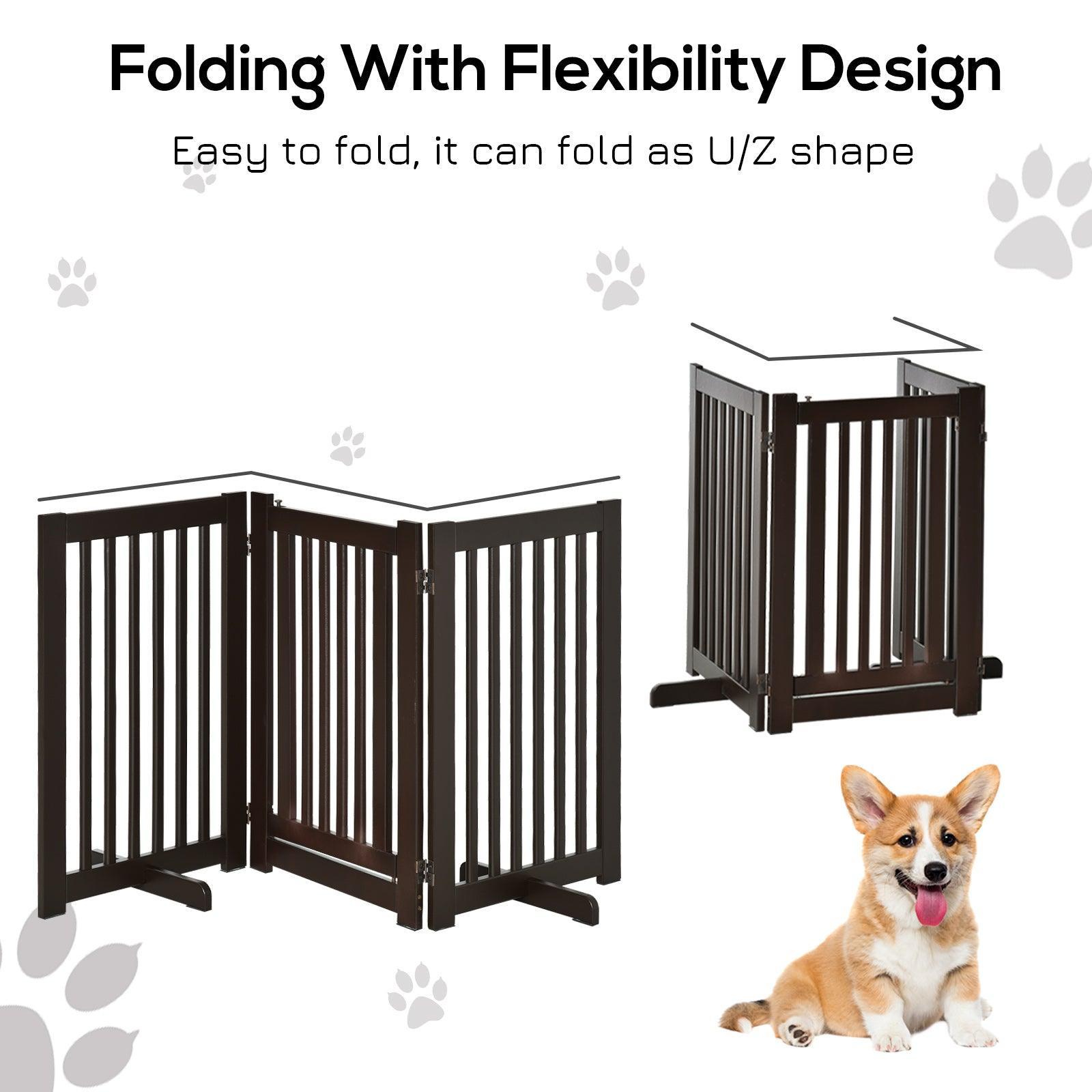 PawHut Pet Gate for Stairs - Wood Safety Barrier - ALL4U RETAILER LTD