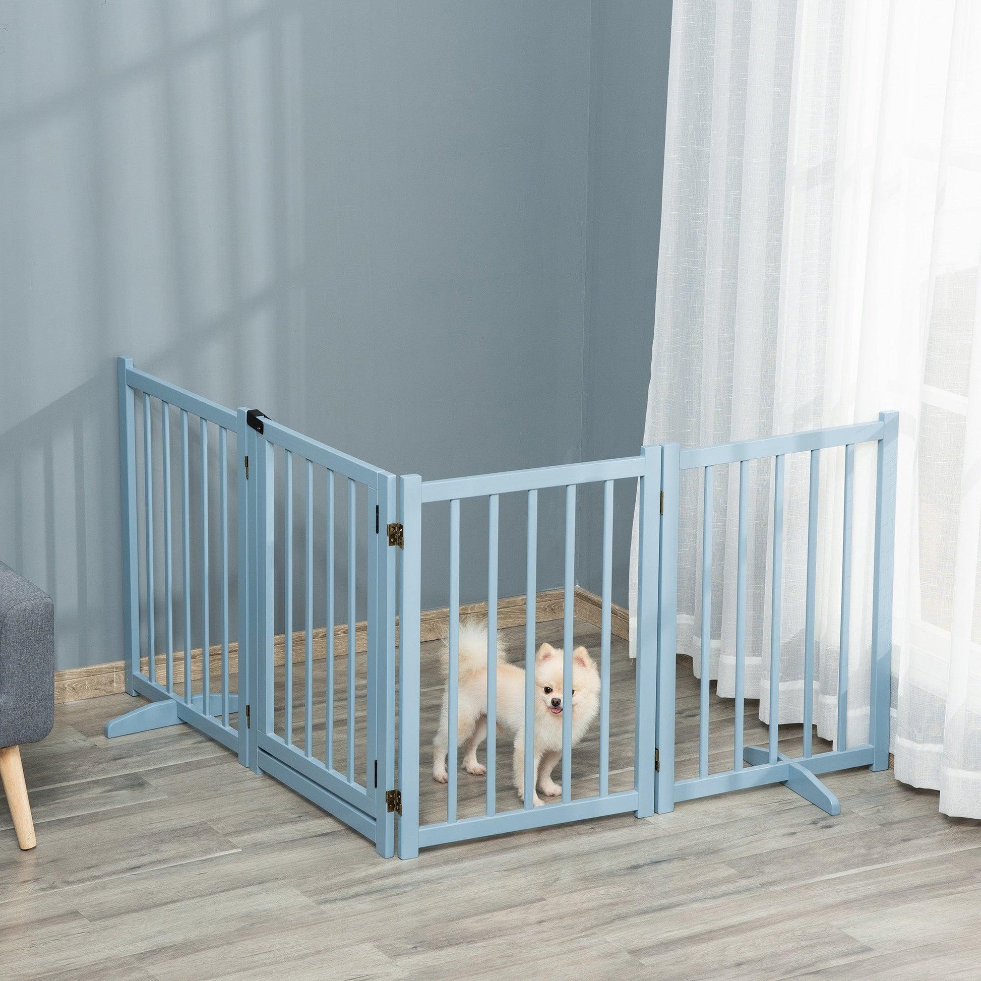 PawHut Pet Gate: Portable Wood Dog Safety Barrier - ALL4U RETAILER LTD