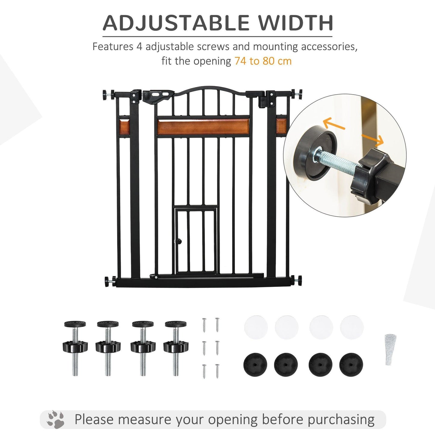 PawHut Pet Gate with Cat Door - Secure and Stylish - ALL4U RETAILER LTD