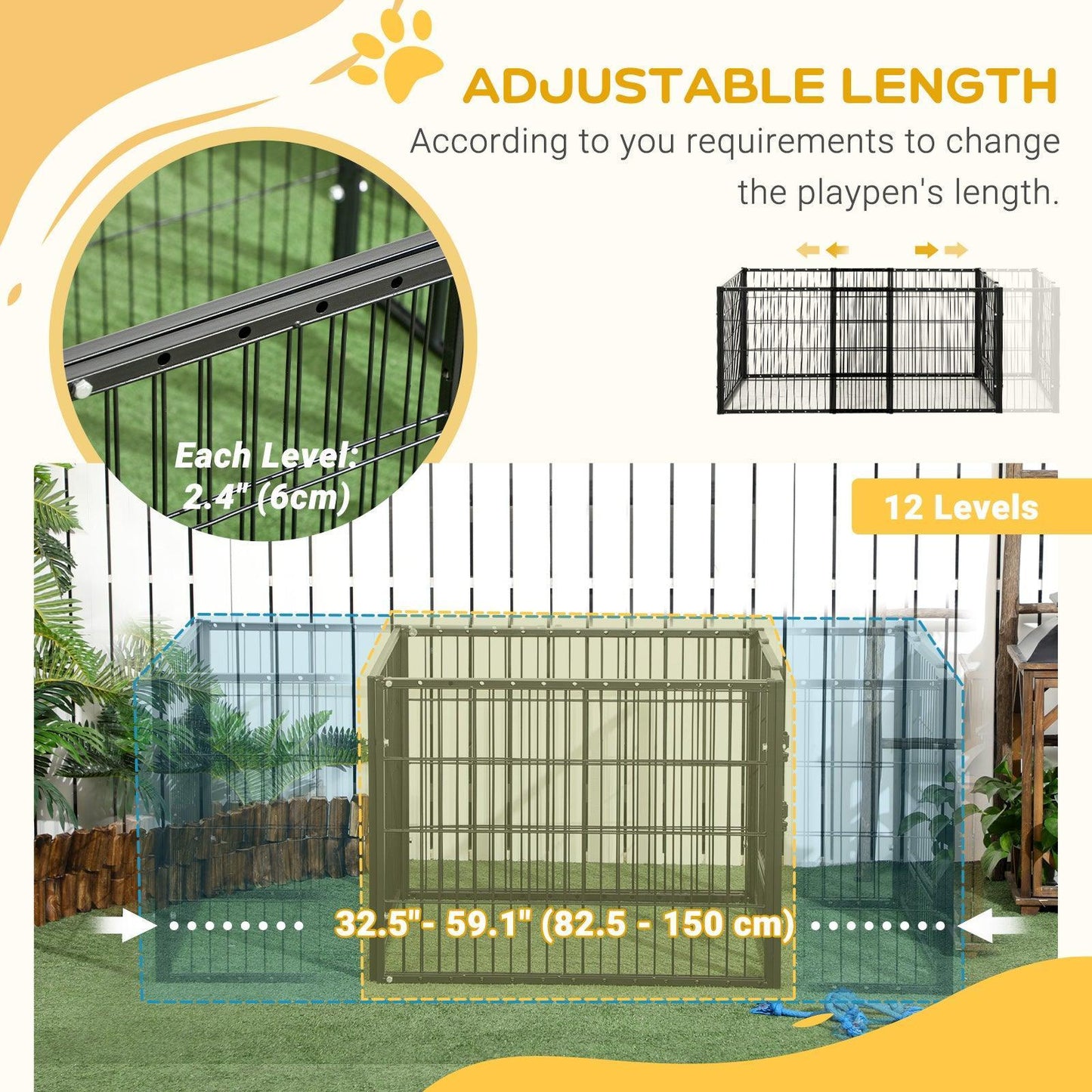 PawHut Pet Playpen: Heavy Duty, Adjustable Length, Indoor/Outdoor - ALL4U RETAILER LTD