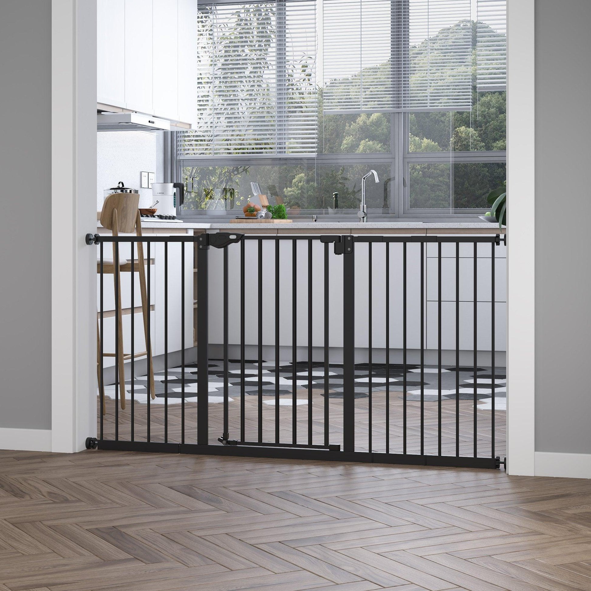 PawHut Pet Safety Gate: Adjustable & Compact for Home - ALL4U RETAILER LTD