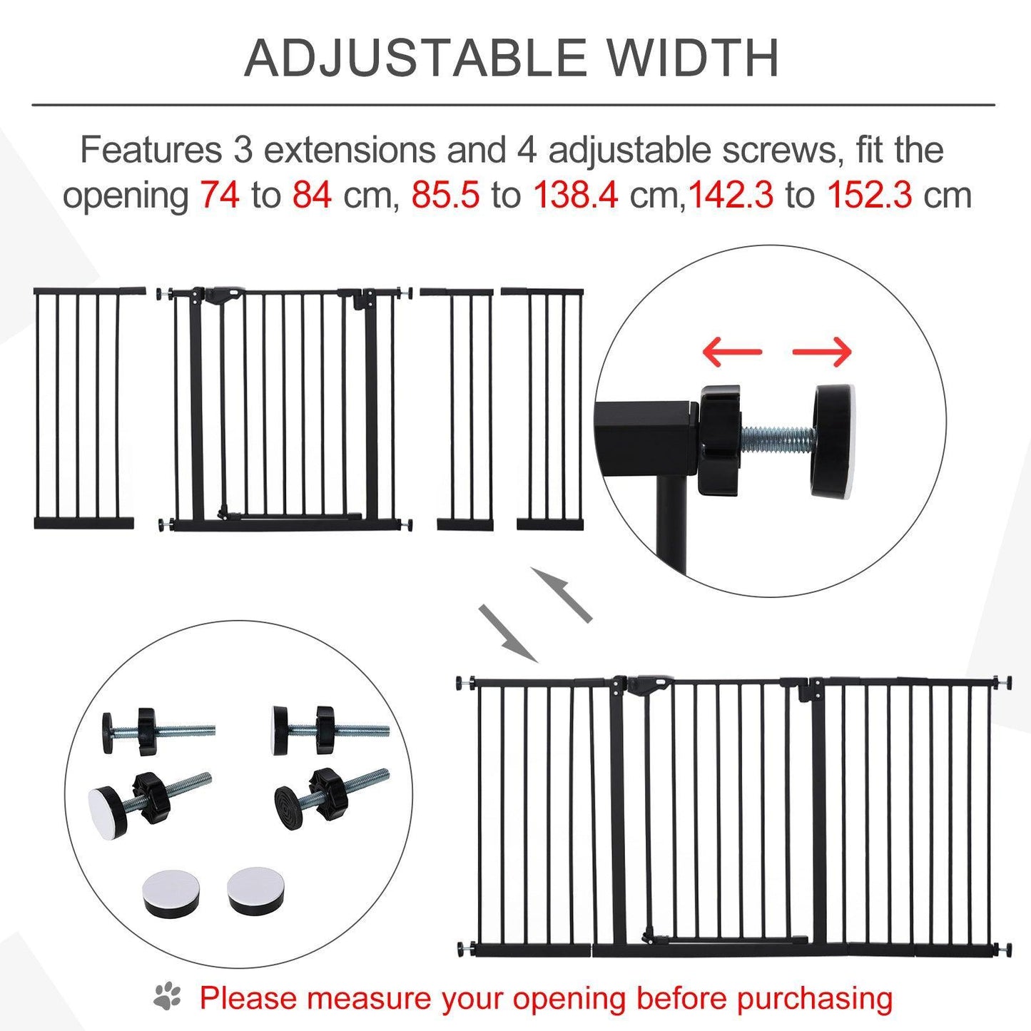 PawHut Pet Safety Gate: Adjustable & Compact for Home - ALL4U RETAILER LTD