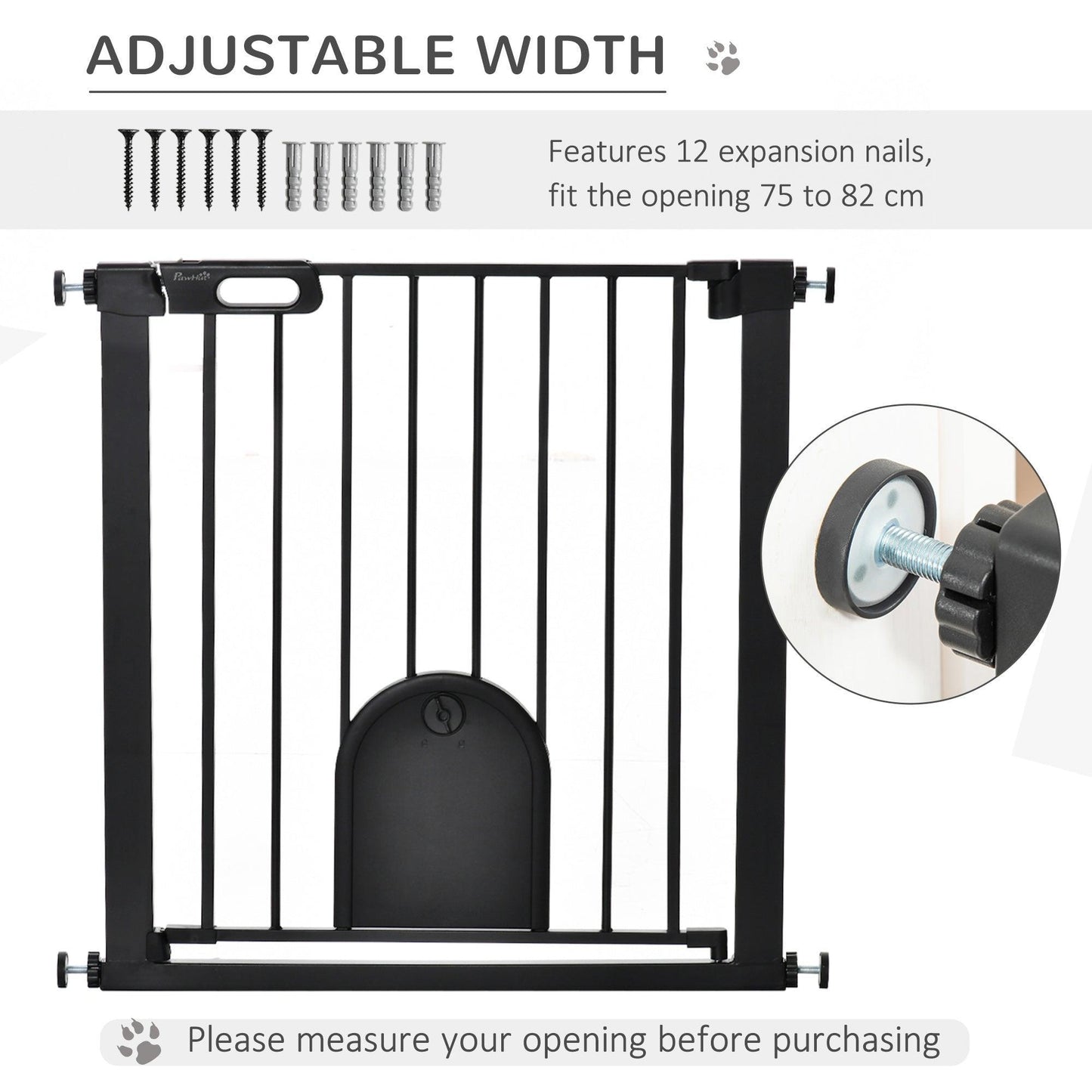 PawHut Pet Safety Gate Barrier: Easy Fit, Small Door, Auto Close - ALL4U RETAILER LTD