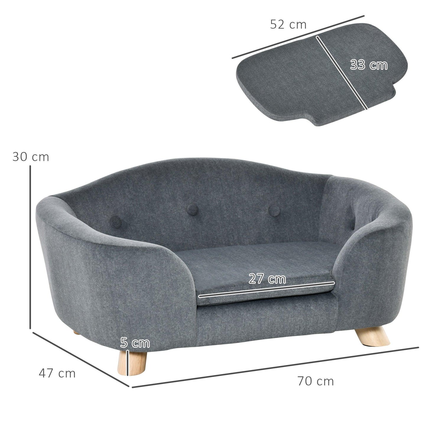 PawHut Pet Sofa Bed - Cozy and Washable - ALL4U RETAILER LTD