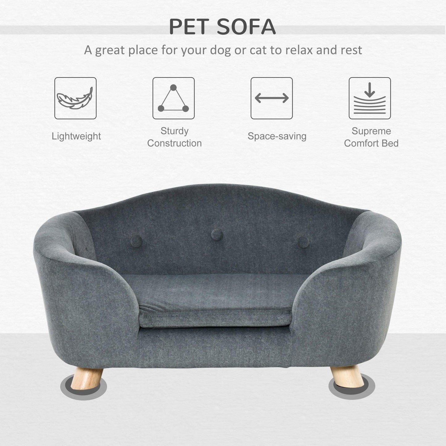 PawHut Pet Sofa Bed - Cozy and Washable - ALL4U RETAILER LTD