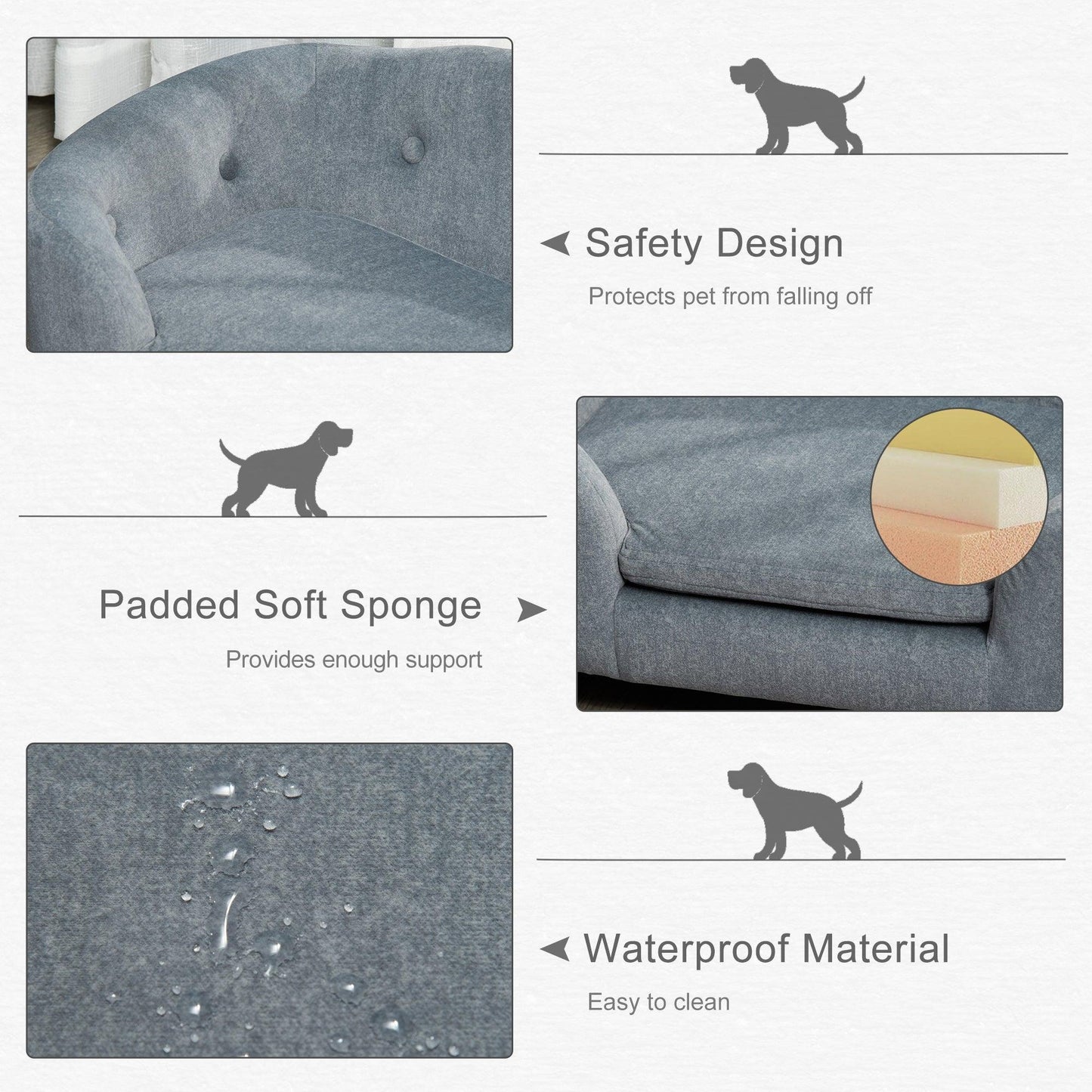 PawHut Pet Sofa Bed - Cozy and Washable - ALL4U RETAILER LTD