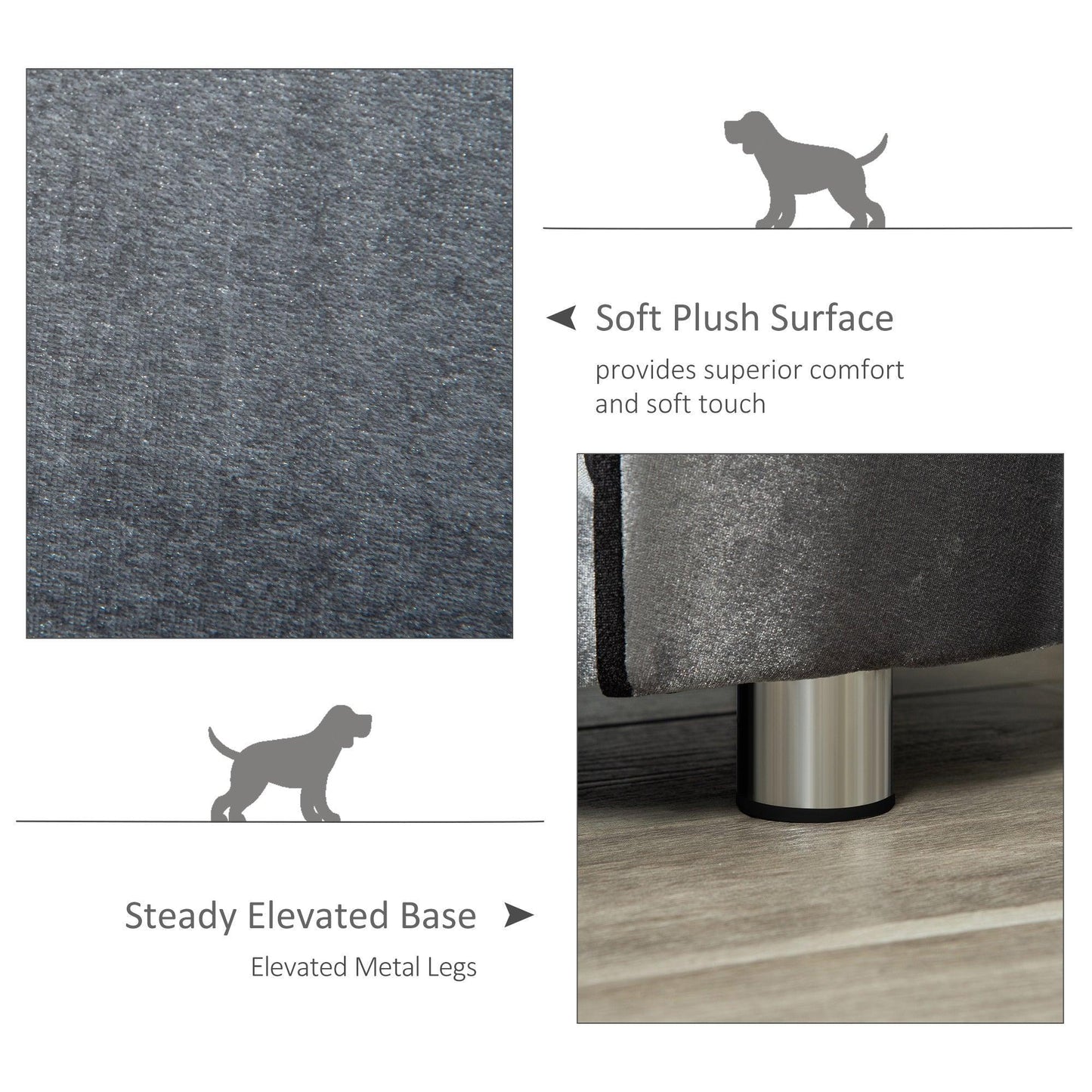 PawHut Pet Sofa Couch for Small Dogs, Silver Grey - ALL4U RETAILER LTD