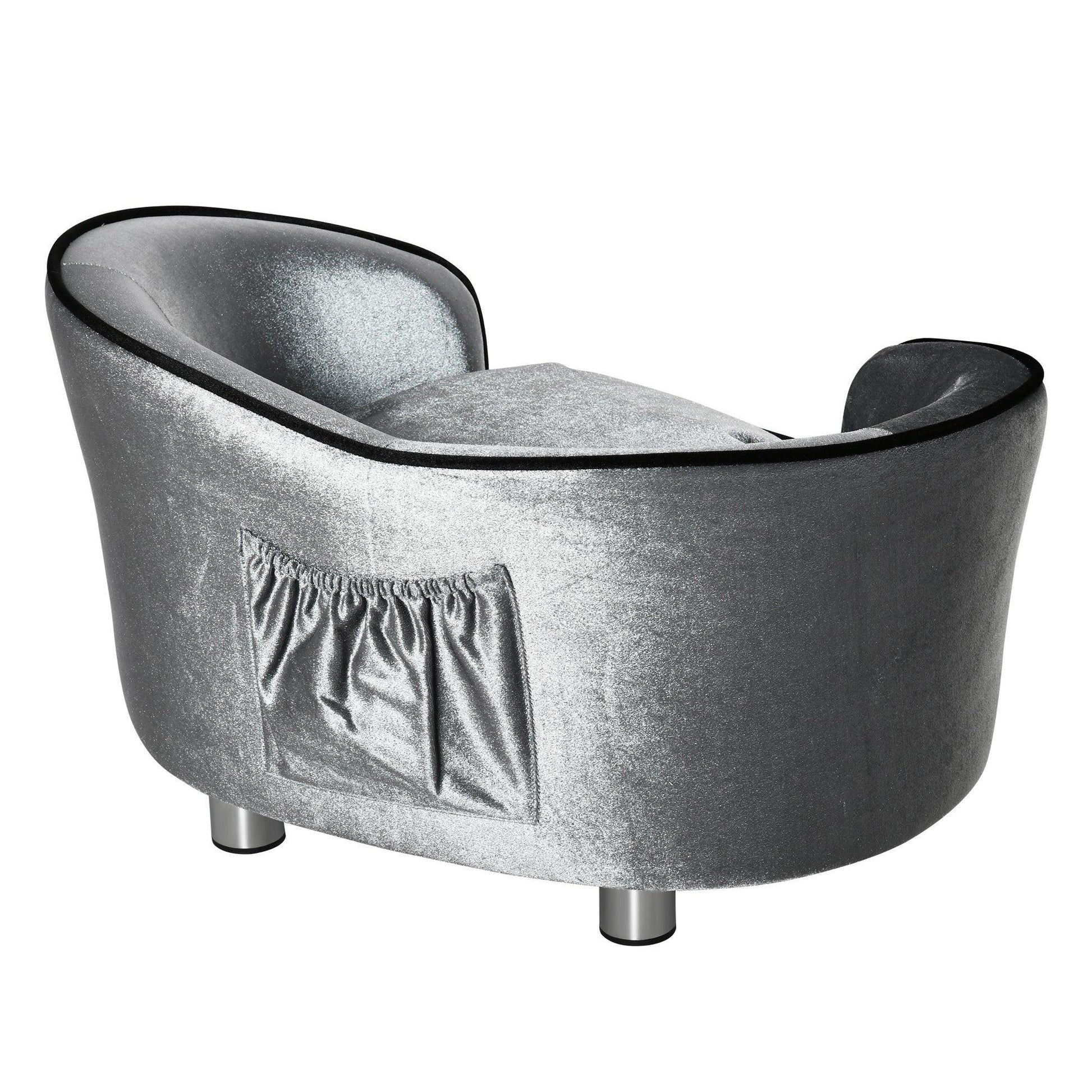 PawHut Pet Sofa Couch for Small Dogs, Silver Grey - ALL4U RETAILER LTD