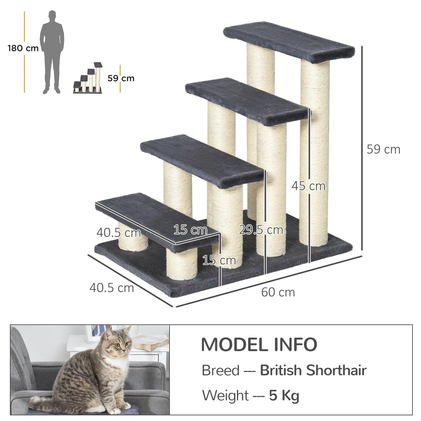 Pawhut Pet Stairs - Easy Climb for Small Pets - ALL4U RETAILER LTD