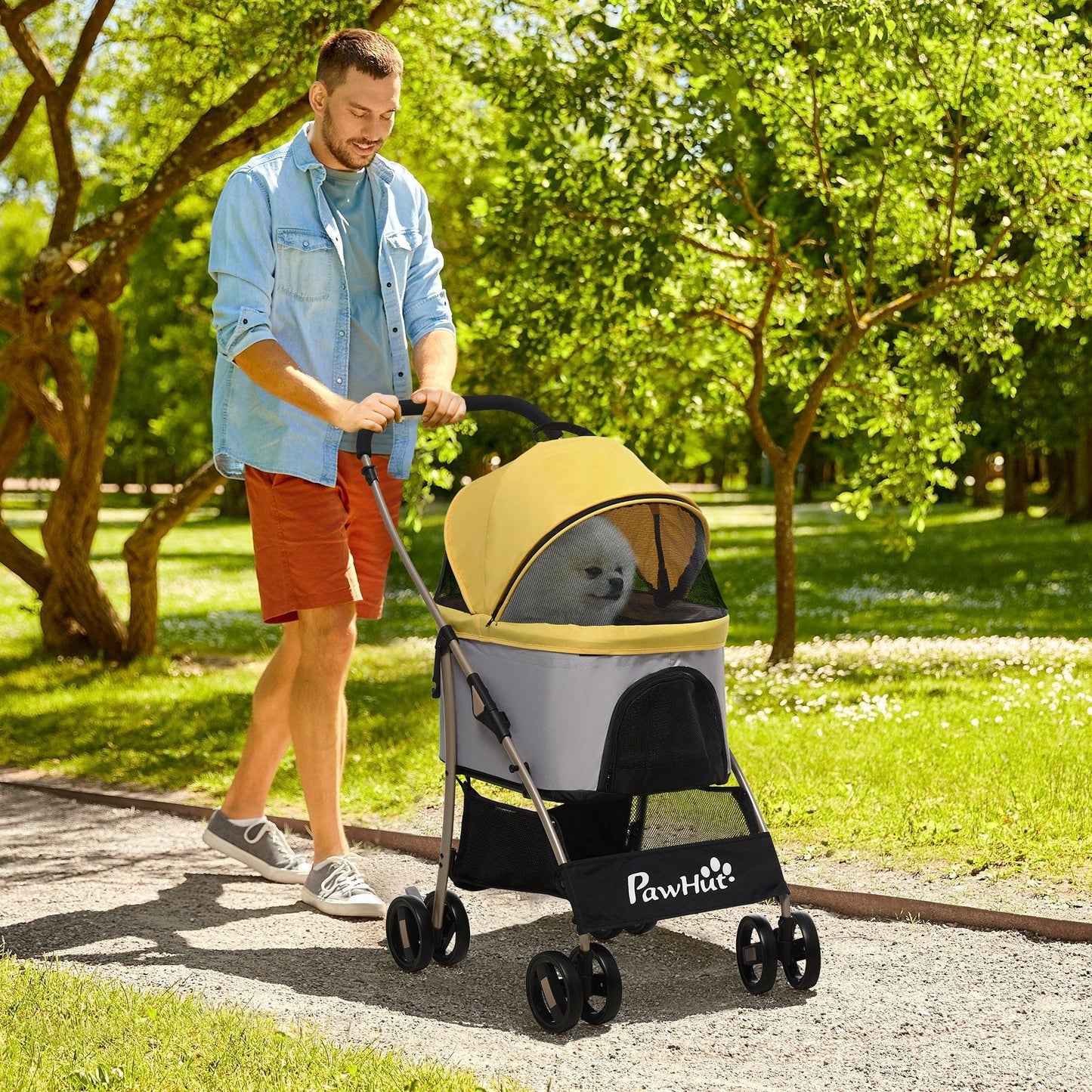 PawHut Pet Stroller: 3-In-1 Foldable Carriage - ALL4U RETAILER LTD