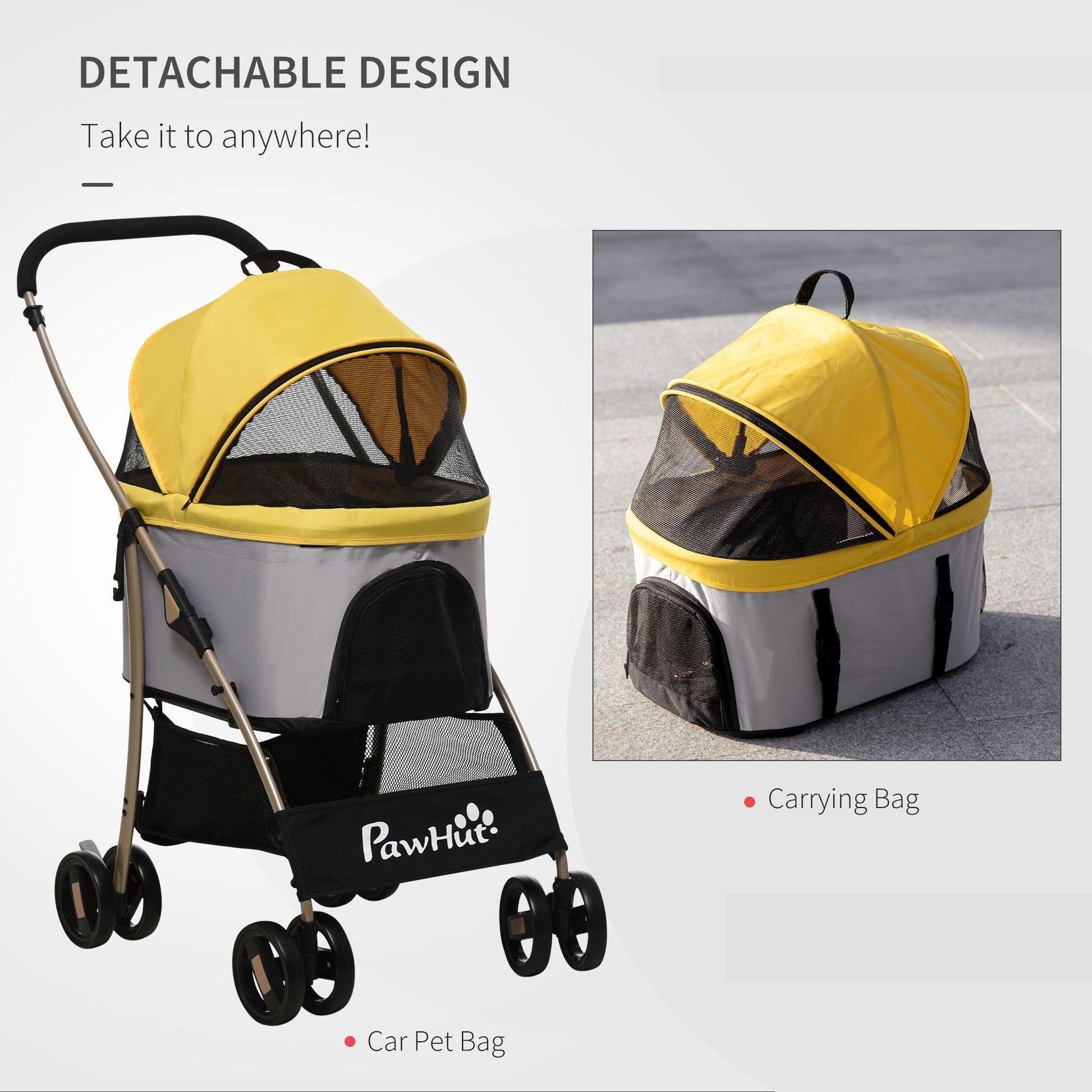 PawHut Pet Stroller: 3-In-1 Foldable Carriage - ALL4U RETAILER LTD