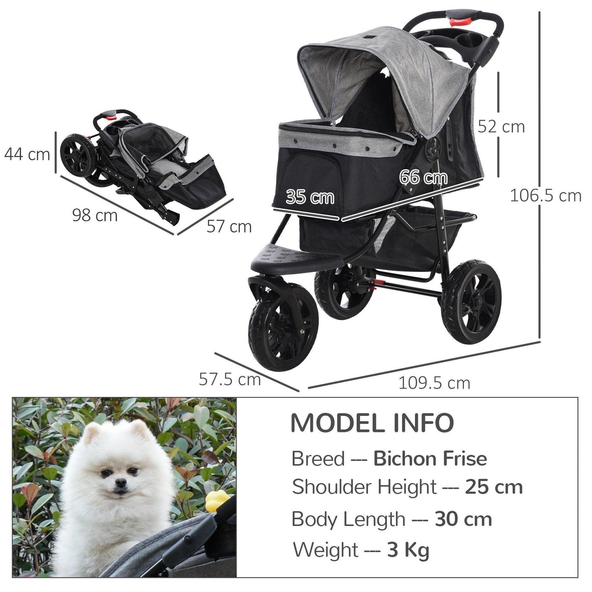 PawHut Pet Stroller: Compact & Convenient - ALL4U RETAILER LTD