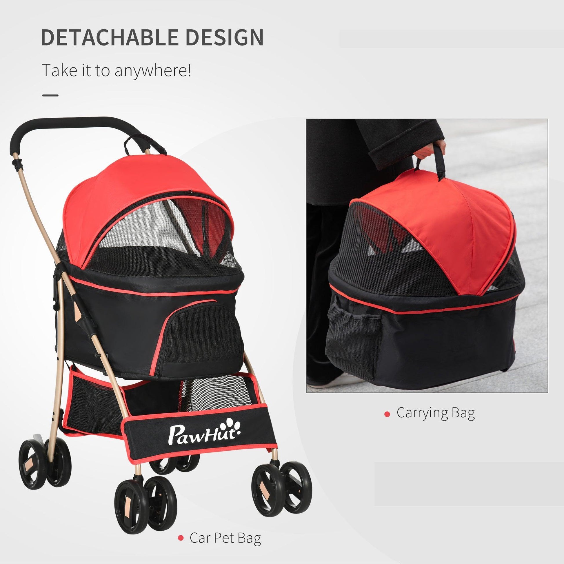 PawHut Pet Stroller: Foldable Pushchair for XS & S Pets - ALL4U RETAILER LTD