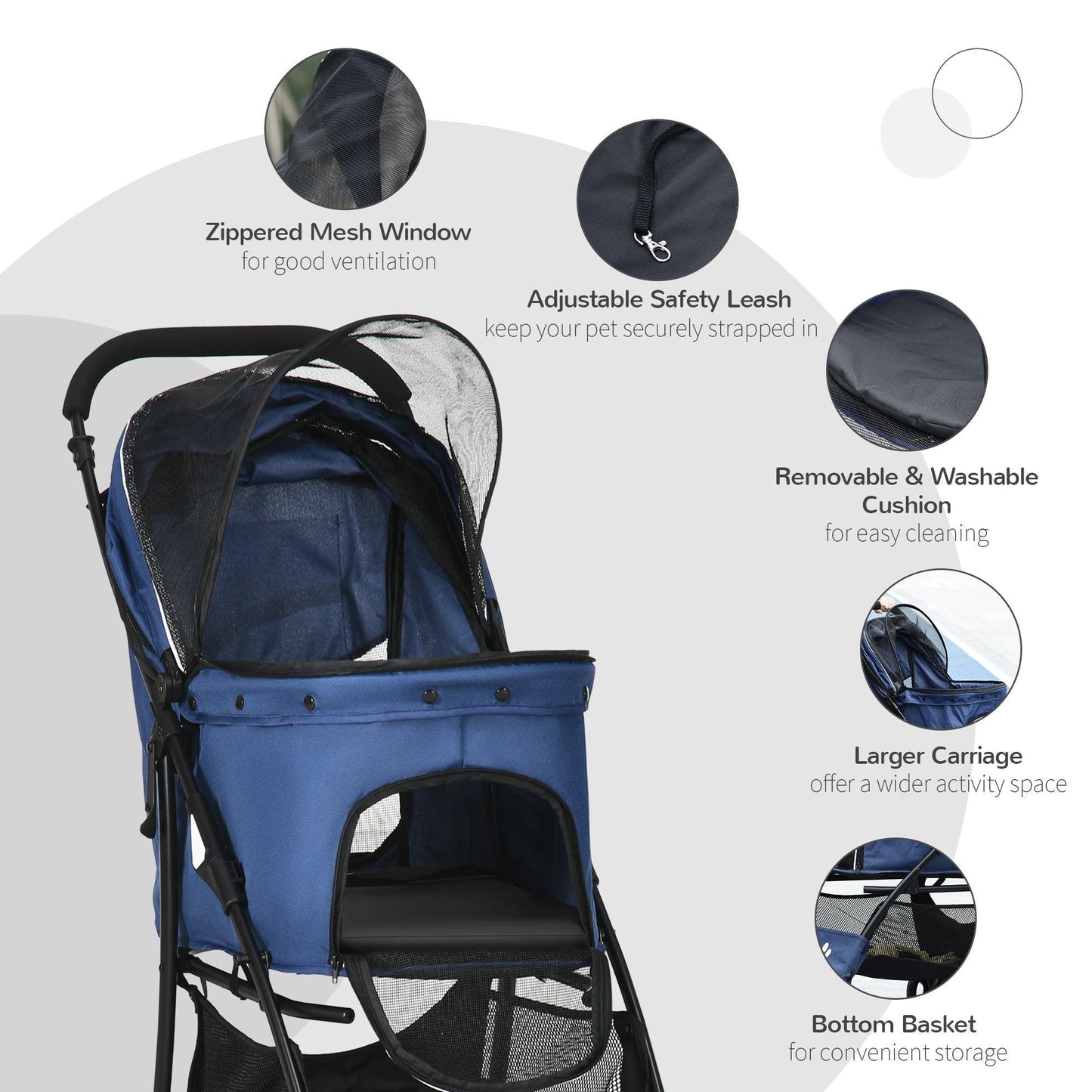 PawHut Foldable Pet Stroller: Convenient & Spacious - ALL4U RETAILER LTD