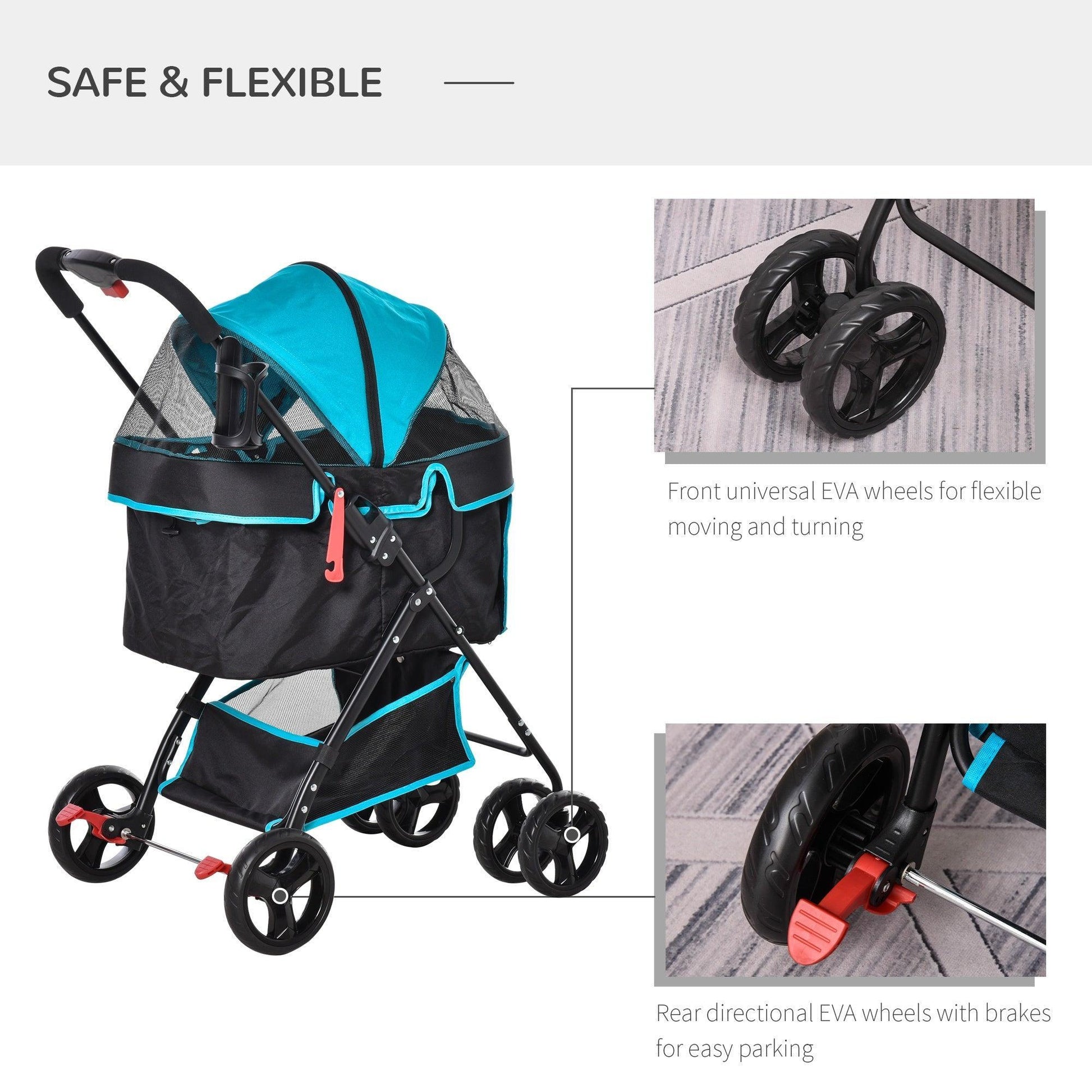 PawHut Pet Stroller: Easy-Fold Travel Pushchair - ALL4U RETAILER LTD