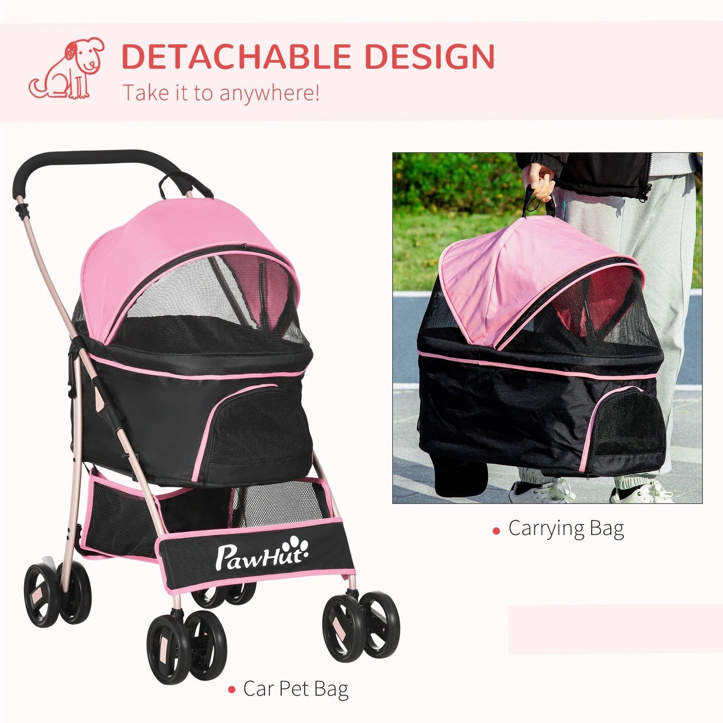 PawHut Pet Stroller: Foldable & Versatile - ALL4U RETAILER LTD