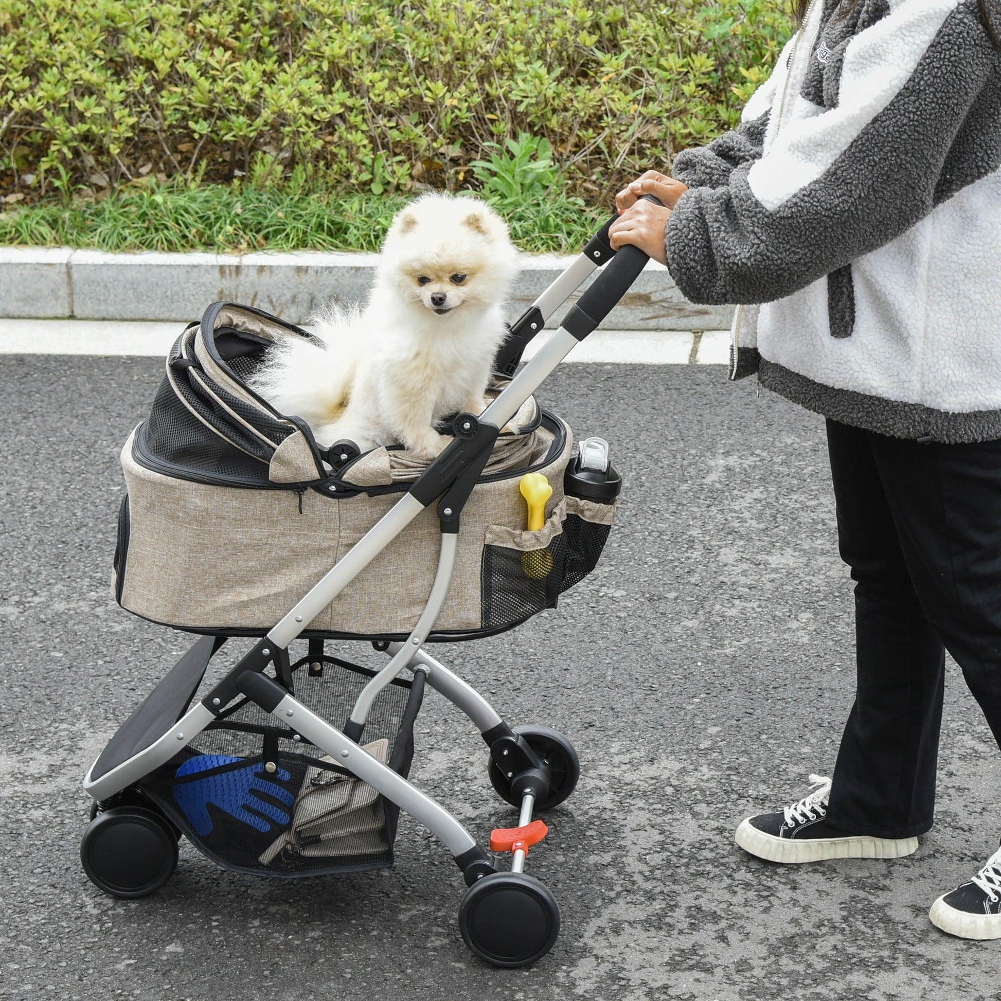 PawHut Pet Stroller: Foldable, Detachable XS Dog Pushchair - ALL4U RETAILER LTD