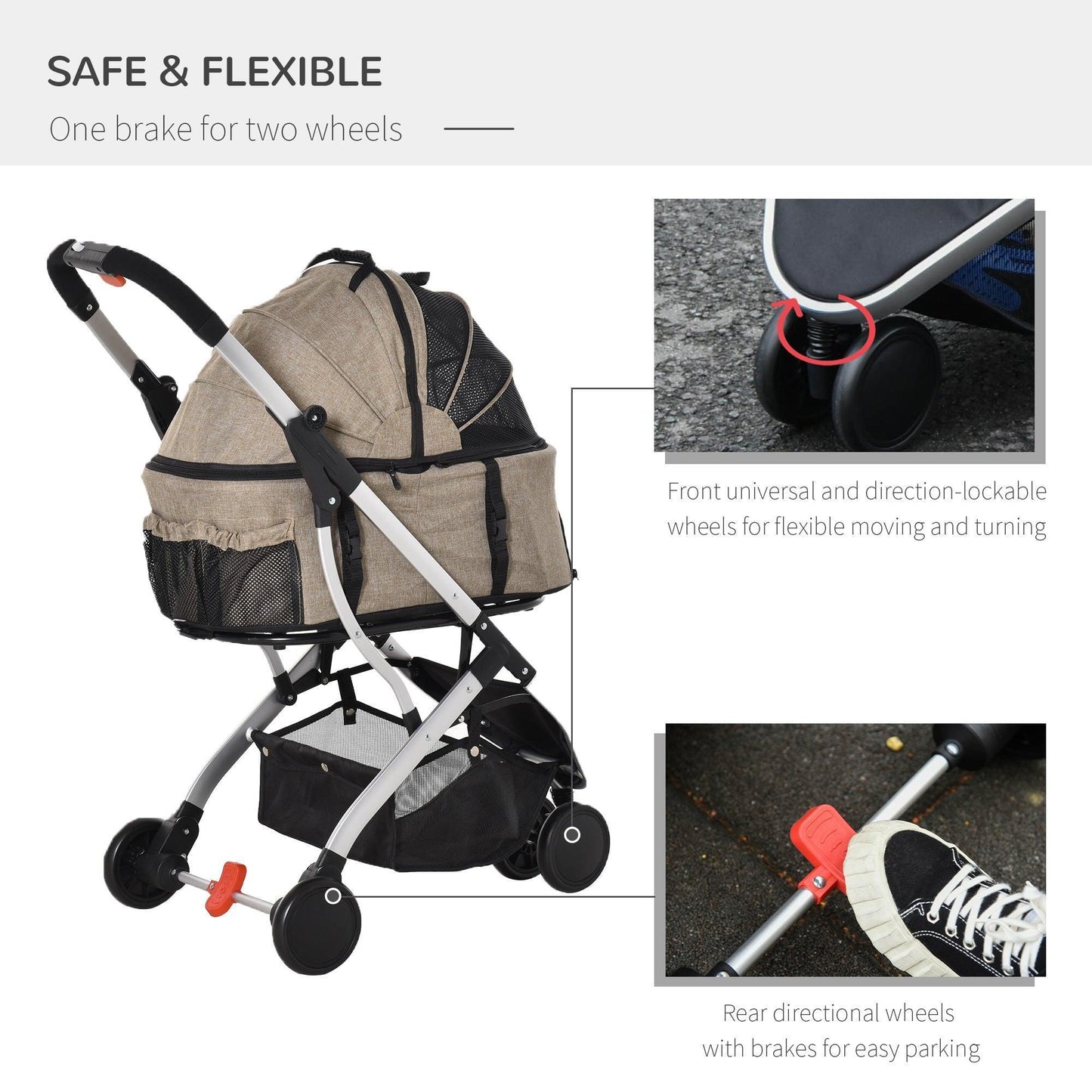 PawHut Pet Stroller: Foldable, Detachable XS Dog Pushchair - ALL4U RETAILER LTD
