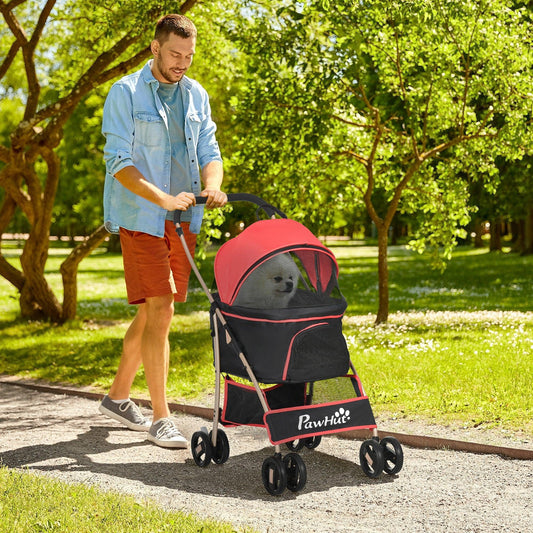 PawHut Pet Stroller: Foldable Pushchair for XS & S Pets - ALL4U RETAILER LTD