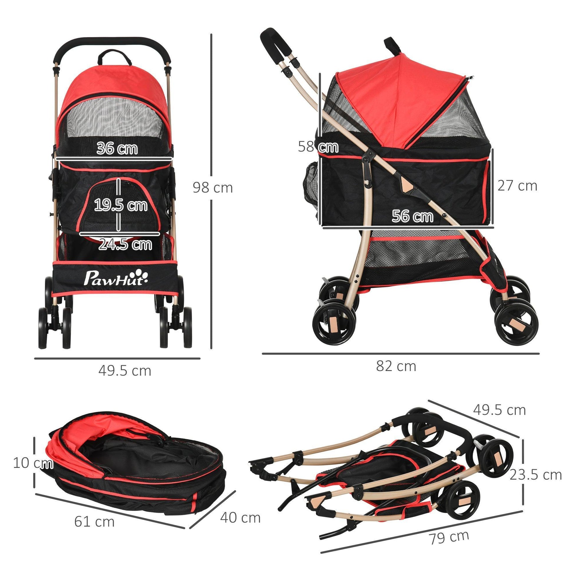 PawHut Pet Stroller: Foldable Pushchair for XS & S Pets - ALL4U RETAILER LTD