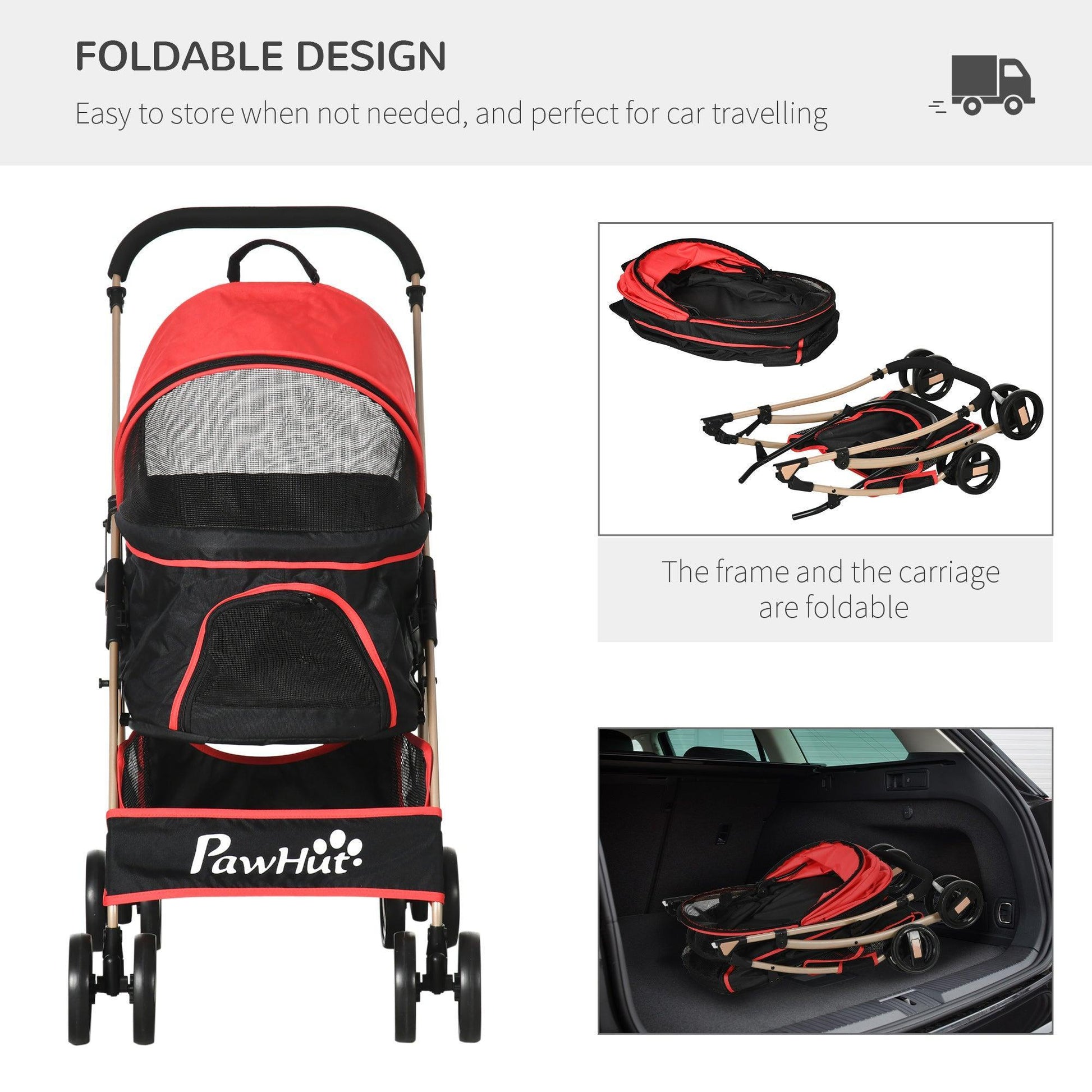 PawHut Pet Stroller: Foldable Pushchair for XS & S Pets - ALL4U RETAILER LTD