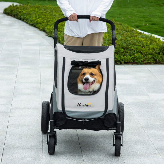 PawHut Pet Stroller, Grey - Medium Dogs/Cats - ALL4U RETAILER LTD