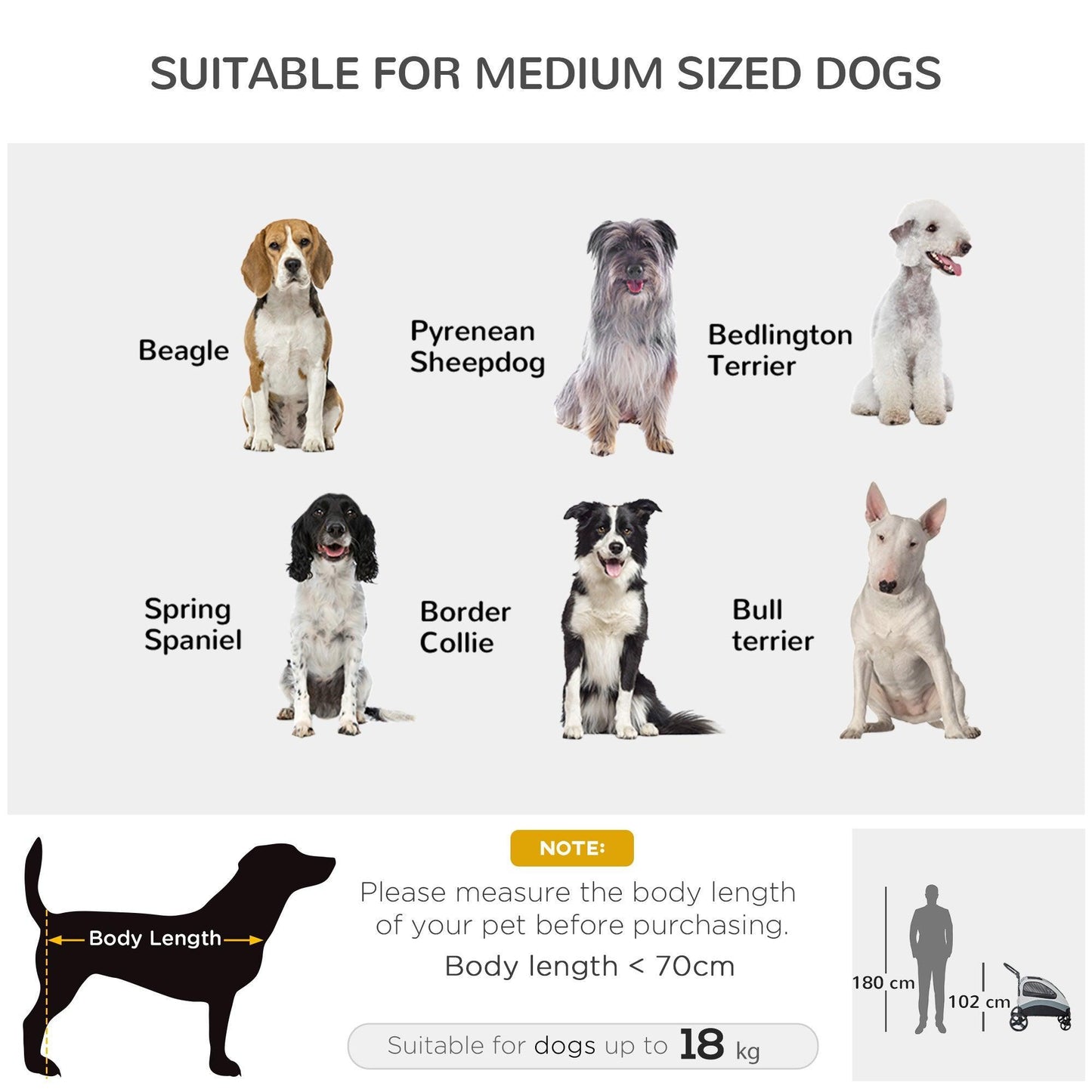 PawHut Pet Stroller, Grey - Medium Dogs/Cats - ALL4U RETAILER LTD