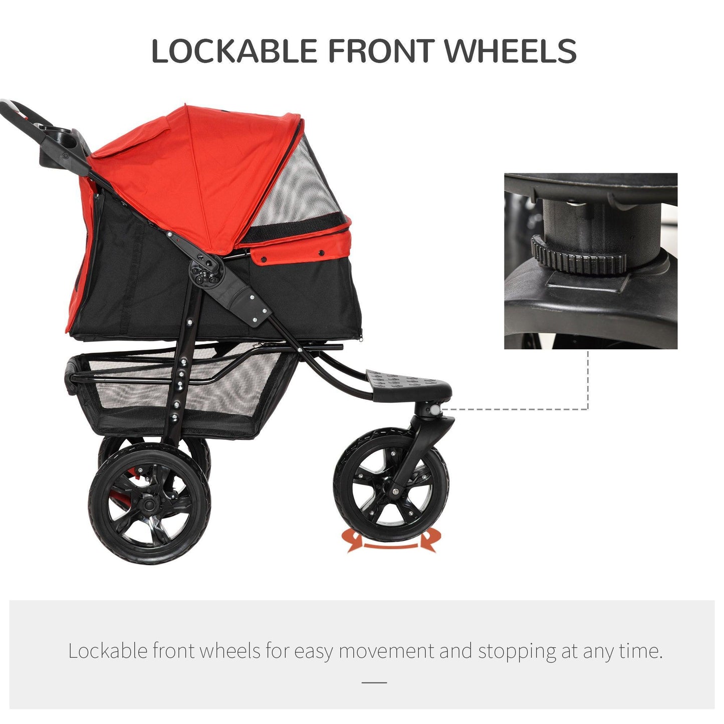 PawHut Pet Stroller: Oxford Cloth Folding 3-Wheel Trolley - ALL4U RETAILER LTD