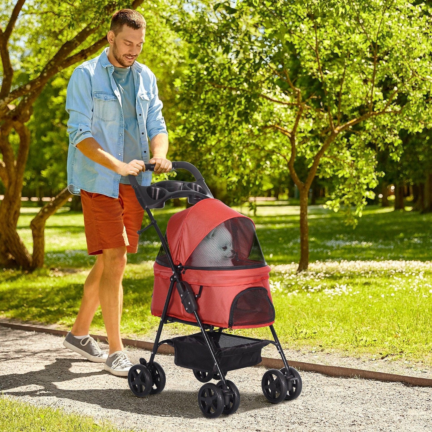 PawHut Pet Stroller Safe & Stylish with EVA Wheels - ALL4U RETAILER LTD