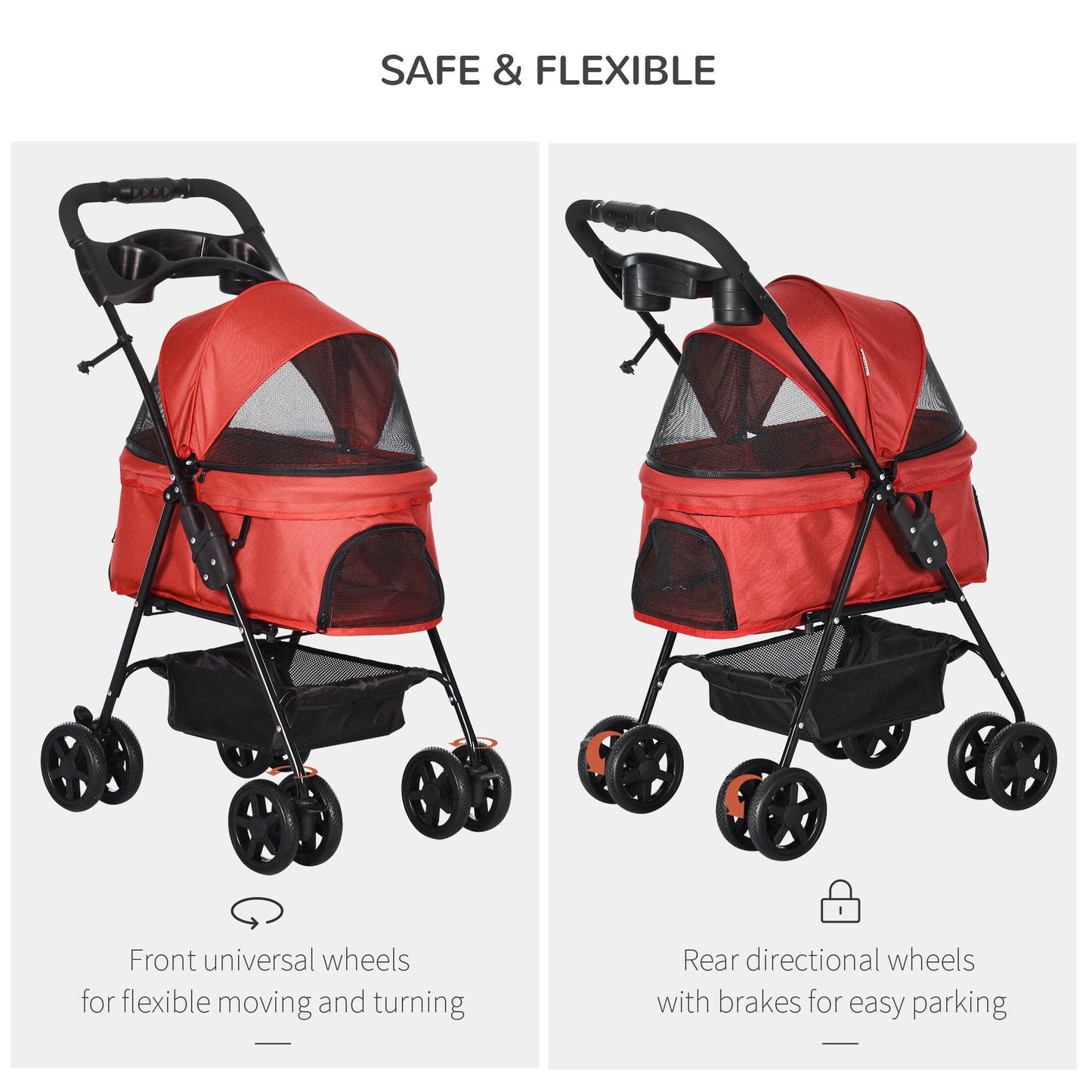 PawHut Pet Stroller Safe & Stylish with EVA Wheels - ALL4U RETAILER LTD