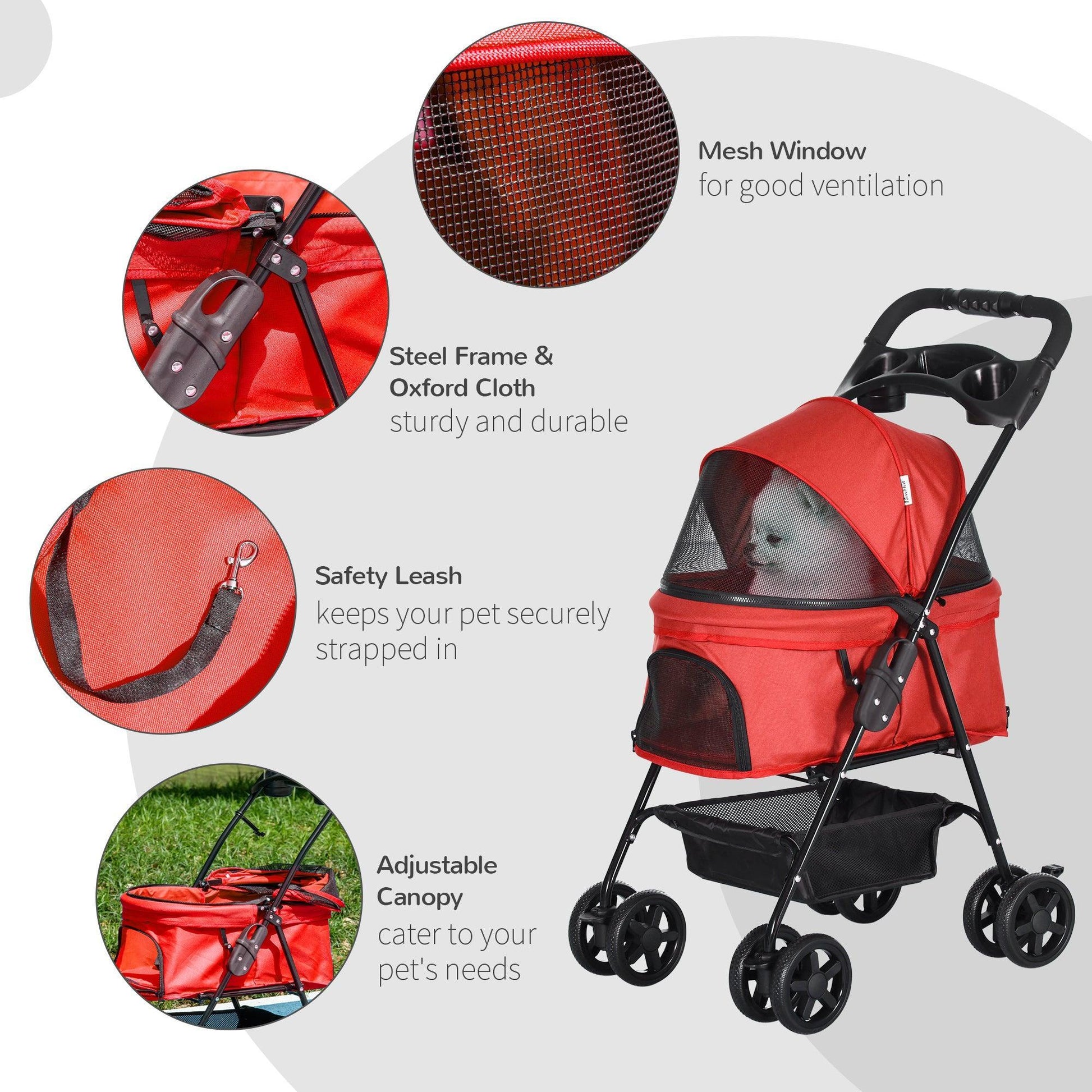 PawHut Pet Stroller Safe & Stylish with EVA Wheels - ALL4U RETAILER LTD