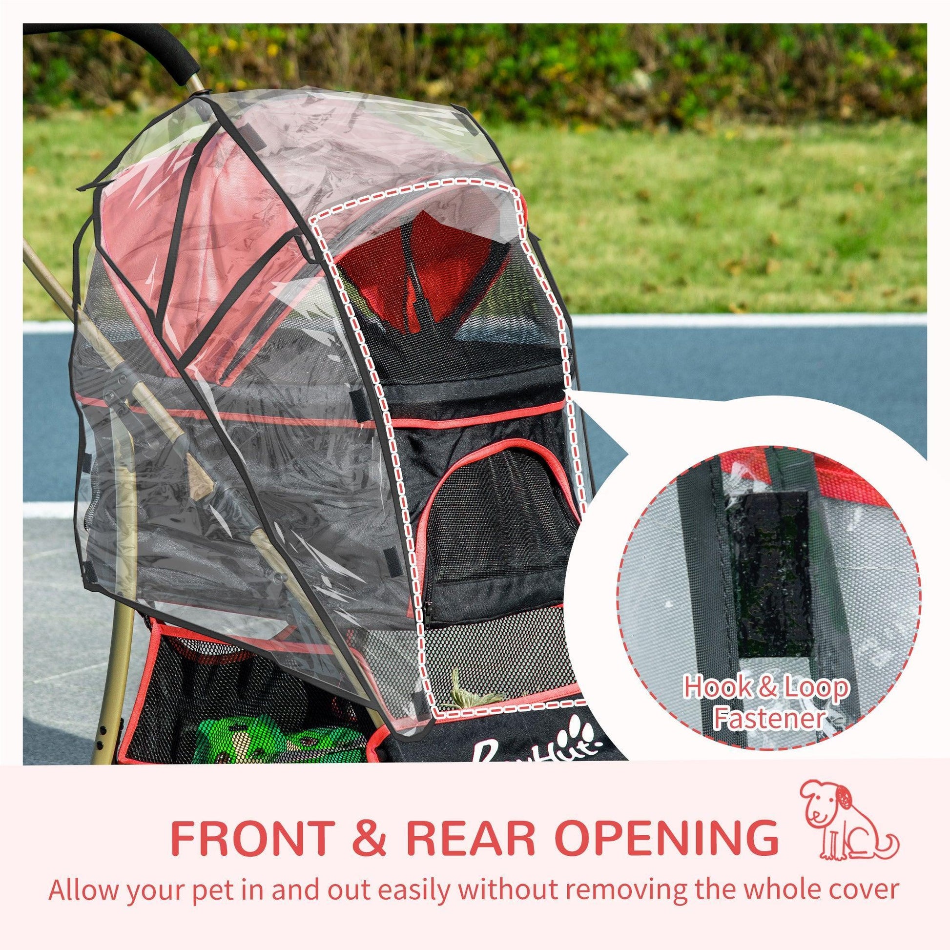 PawHut Pet Stroller with Rain Cover - 3-in-1 Design - ALL4U RETAILER LTD