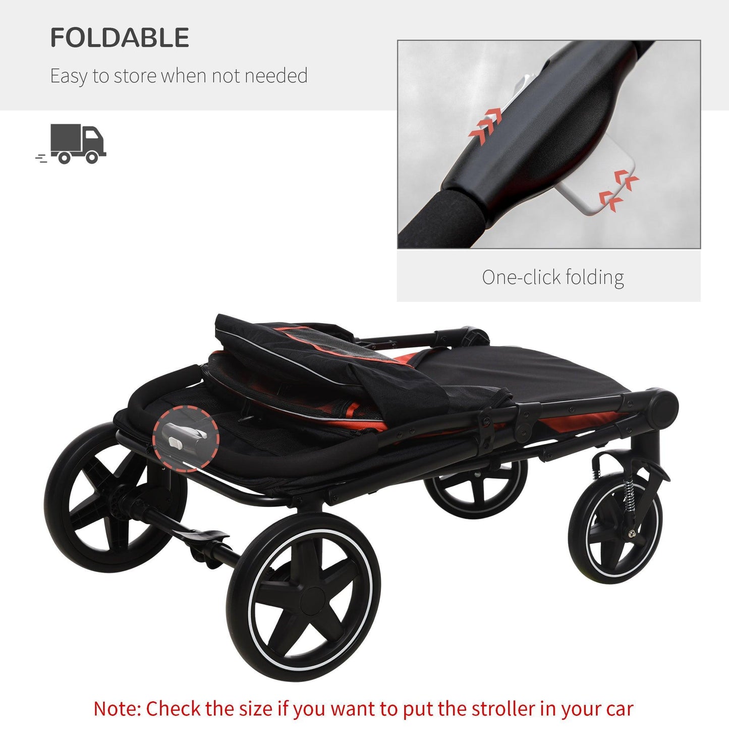 PawHut Pet Stroller with Shock Absorber - Red - ALL4U RETAILER LTD