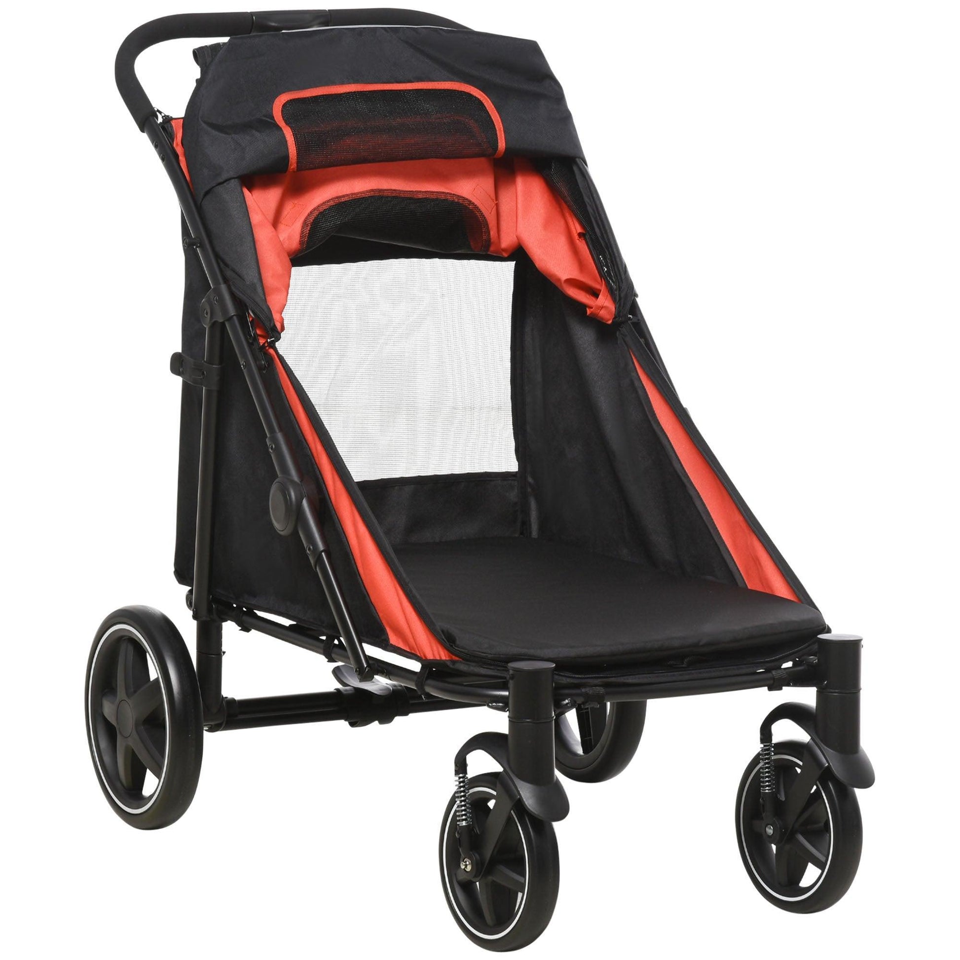 PawHut Pet Stroller with Shock Absorber - Red - ALL4U RETAILER LTD