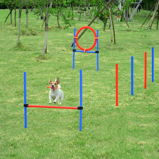 PawHut Pet Training Set: Agility Pole + Hoop + Hurdle - ALL4U RETAILER LTD