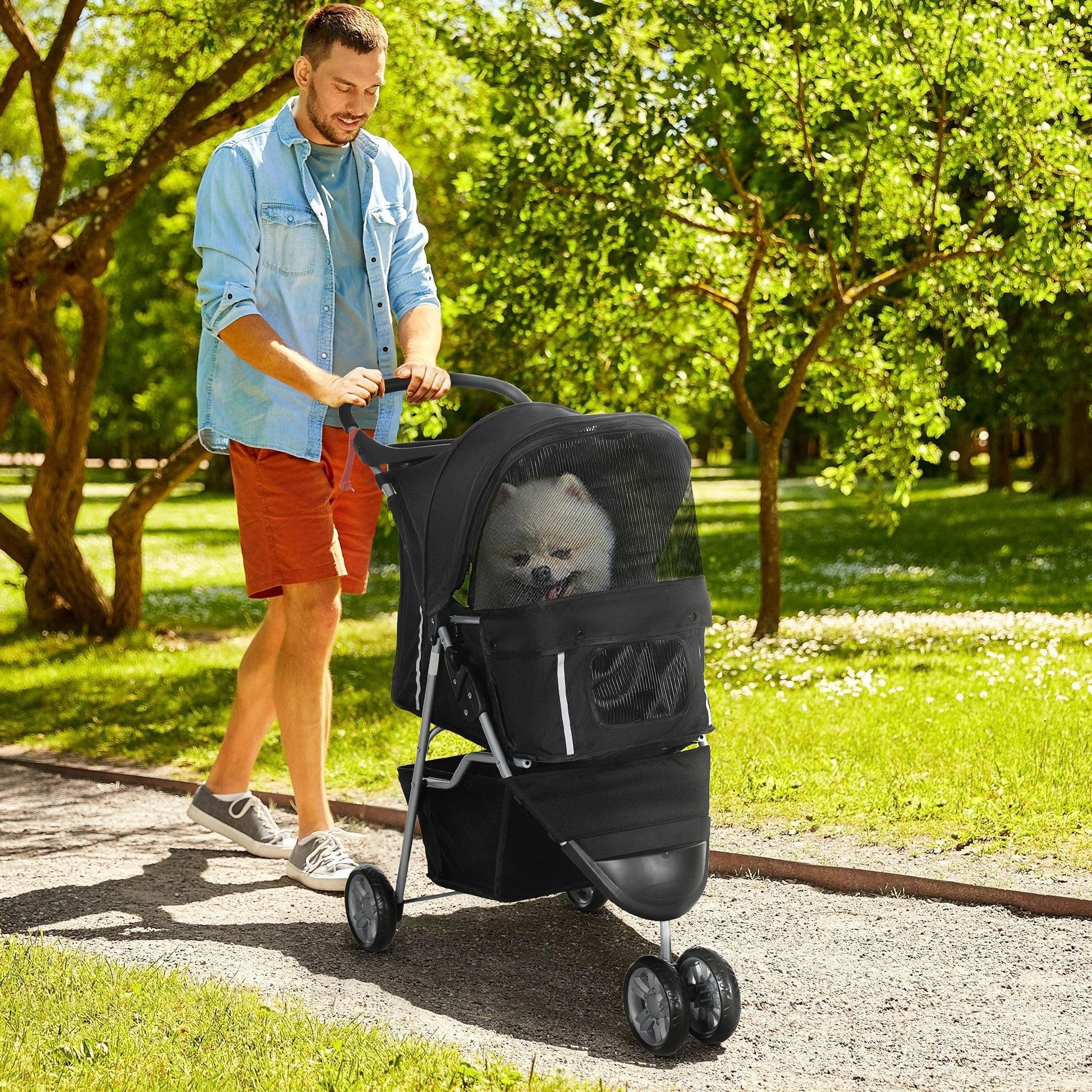 PawHut Pet Travel Stroller - Compact & Convenient - ALL4U RETAILER LTD