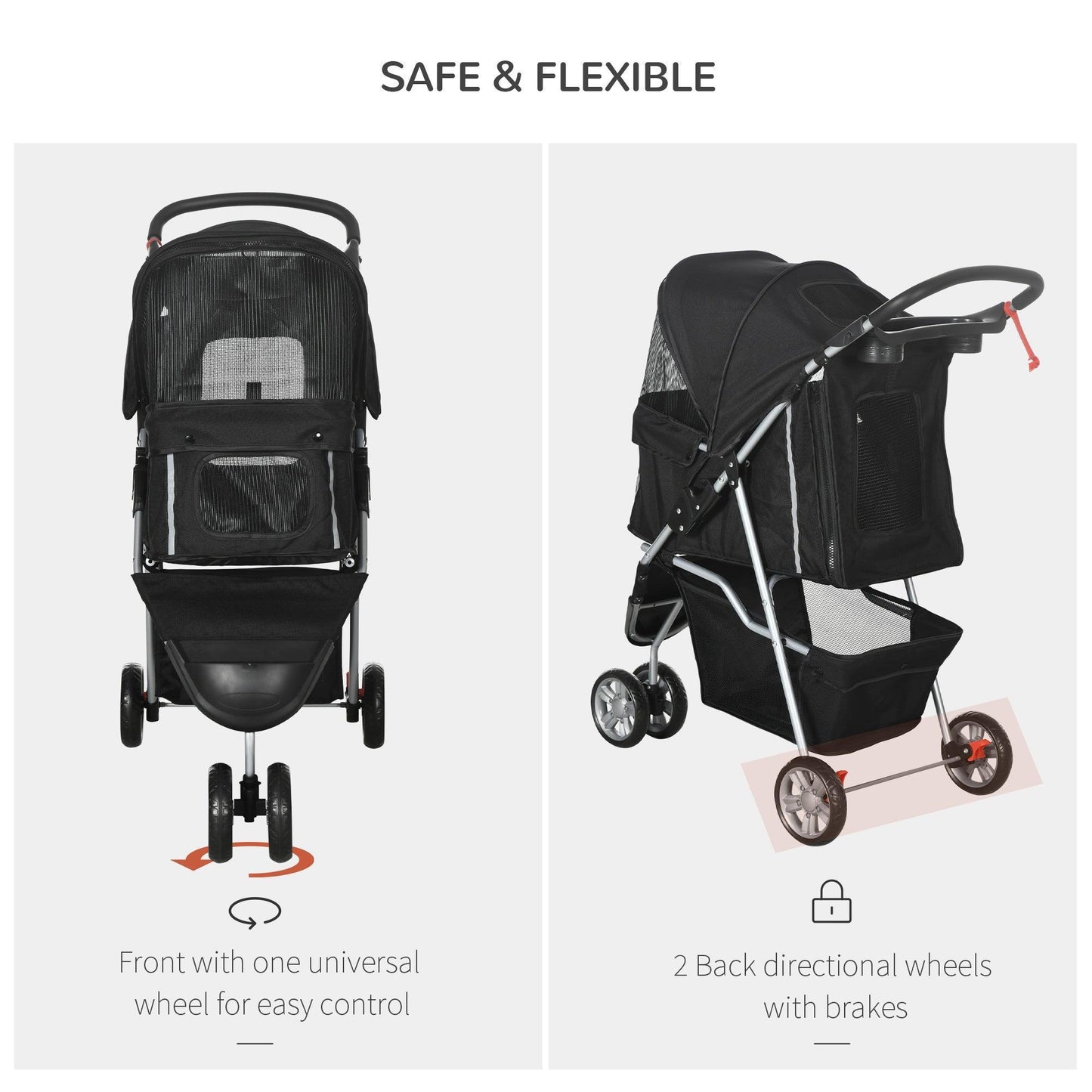 PawHut Pet Travel Stroller - Compact & Convenient - ALL4U RETAILER LTD