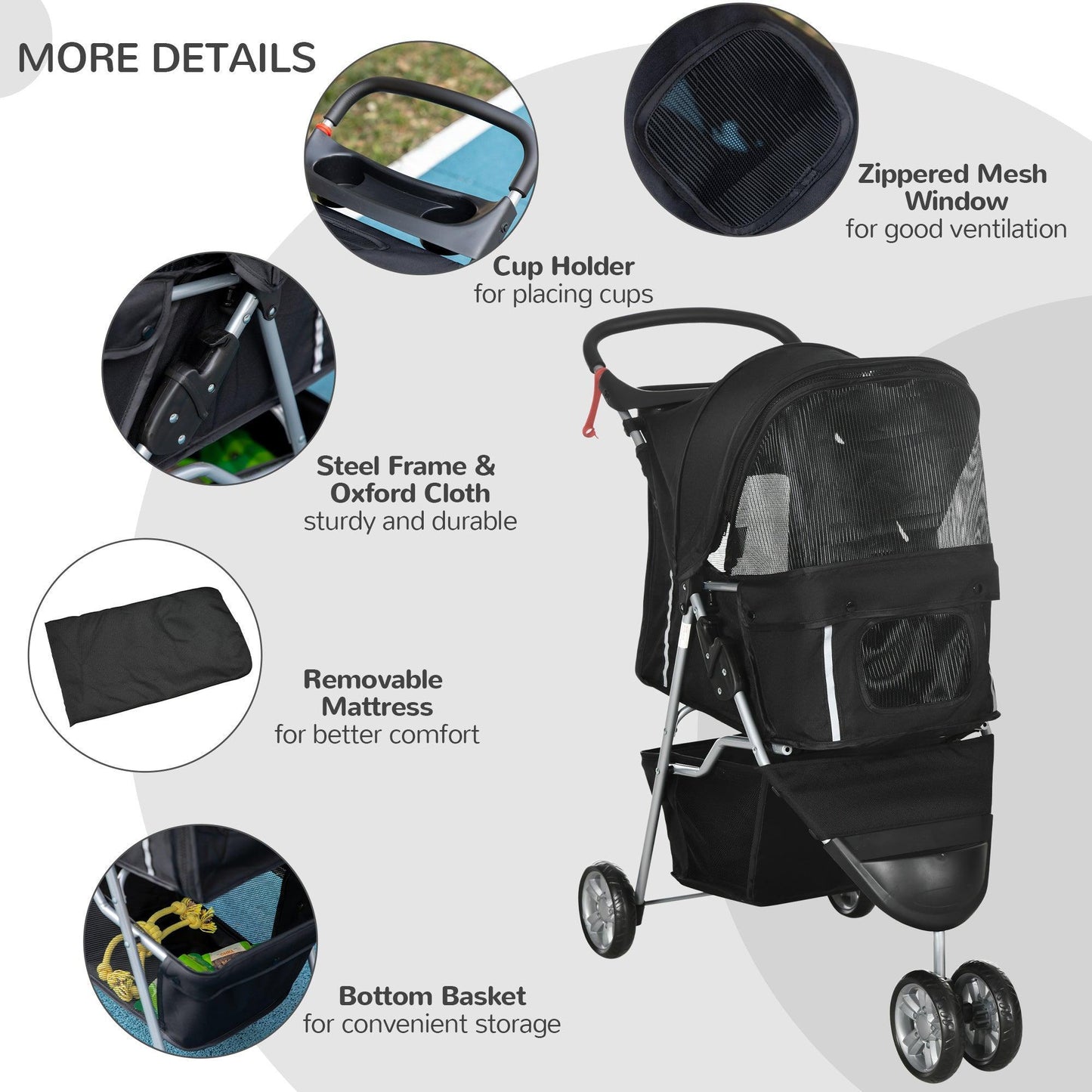 PawHut Pet Travel Stroller - Compact & Convenient - ALL4U RETAILER LTD