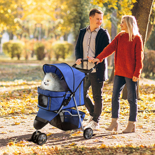 Pawhut Pet Travel Stroller for Dogs - Blue - ALL4U RETAILER LTD